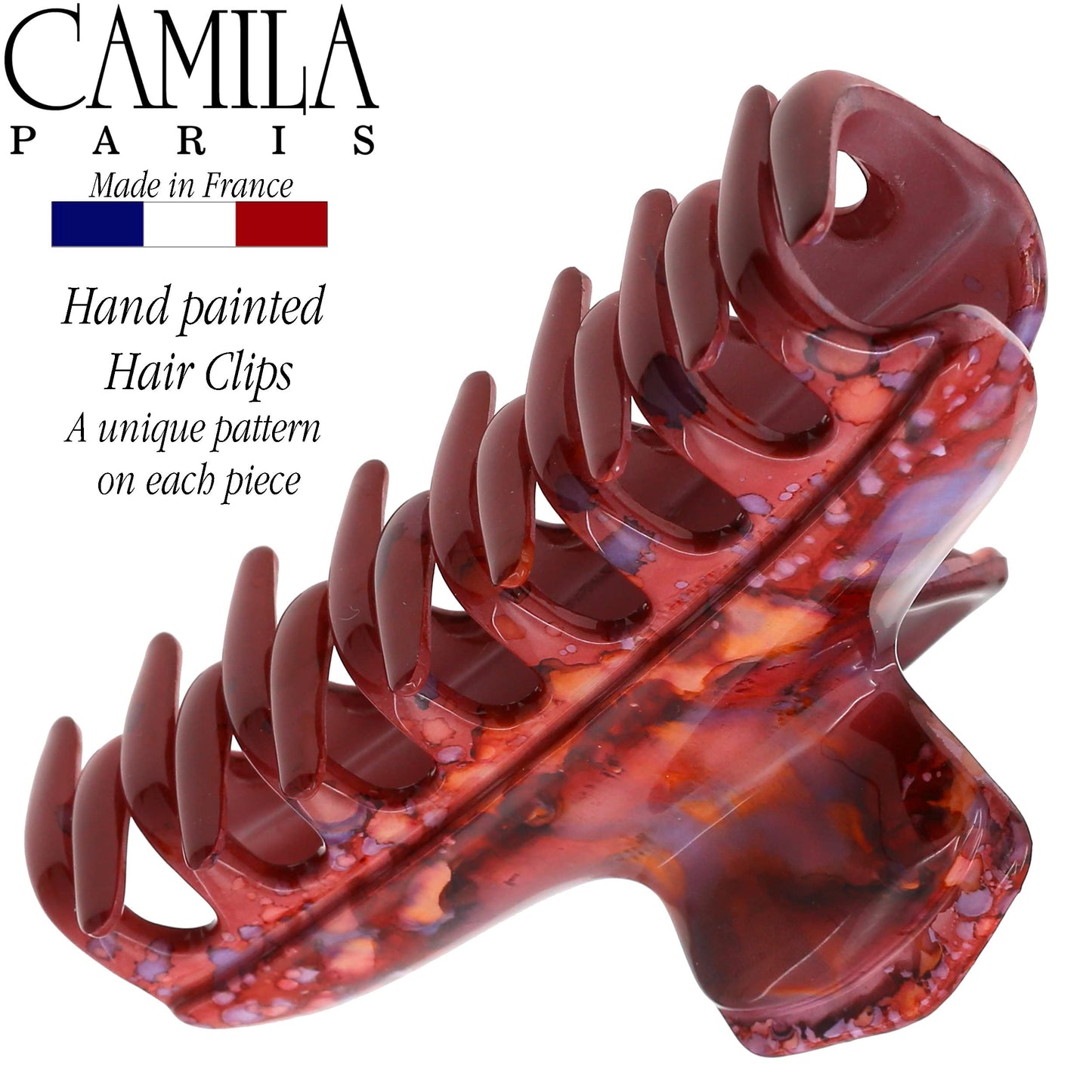 Camila Paris CP3309 French Hair Clip for Women Thick Hair for Long Curly Wavy Hair, Red, Girls Hair Claw Clips Fashion Styling Hair Accessories