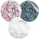 MainBasics Bath Shower Loofah Sponge Pouf Body Scrubber Exfoliator Body Wash Sponge (Set of 3, Airy Blossom)