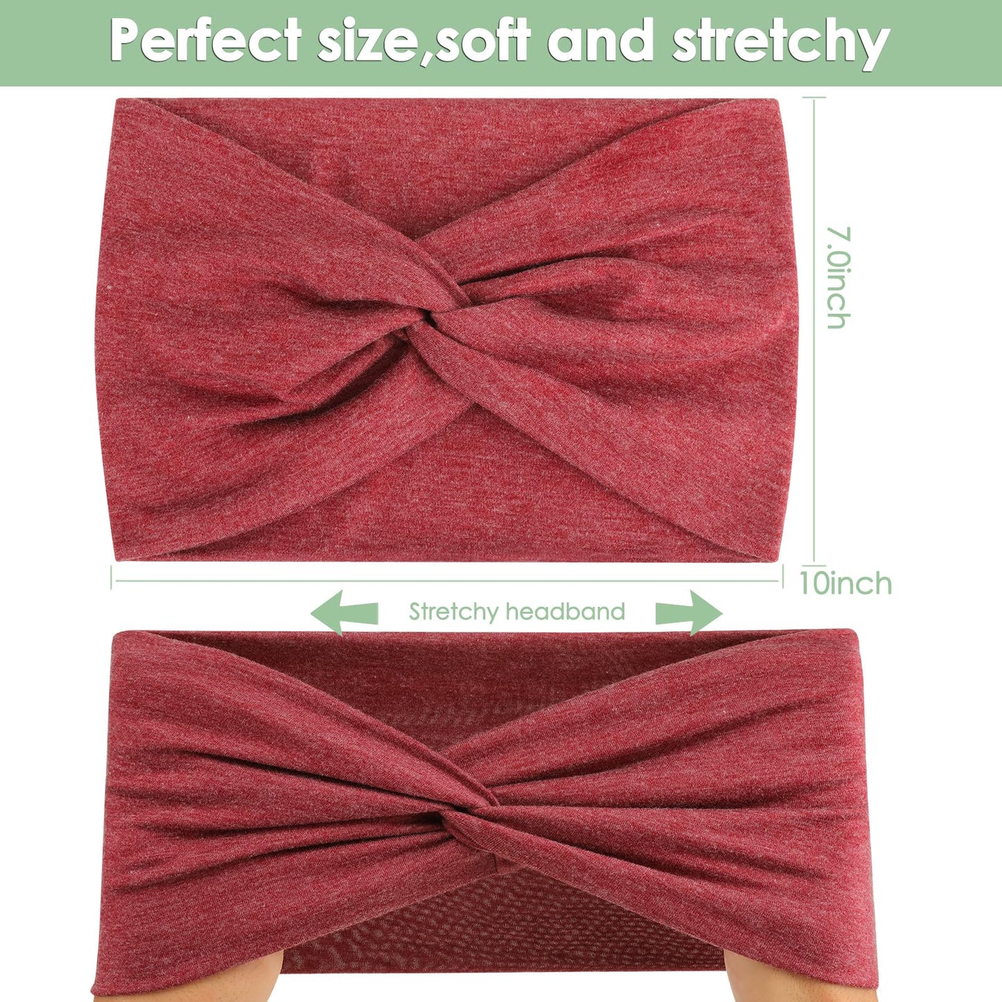 Extra Wide Headbands for Women, 7'' Large Cotton Like Turban Knotted Bandana Head Bands for Women Non Slip, Boho Headbands for Women's hair bands Beauty and Personal Care HAUHC