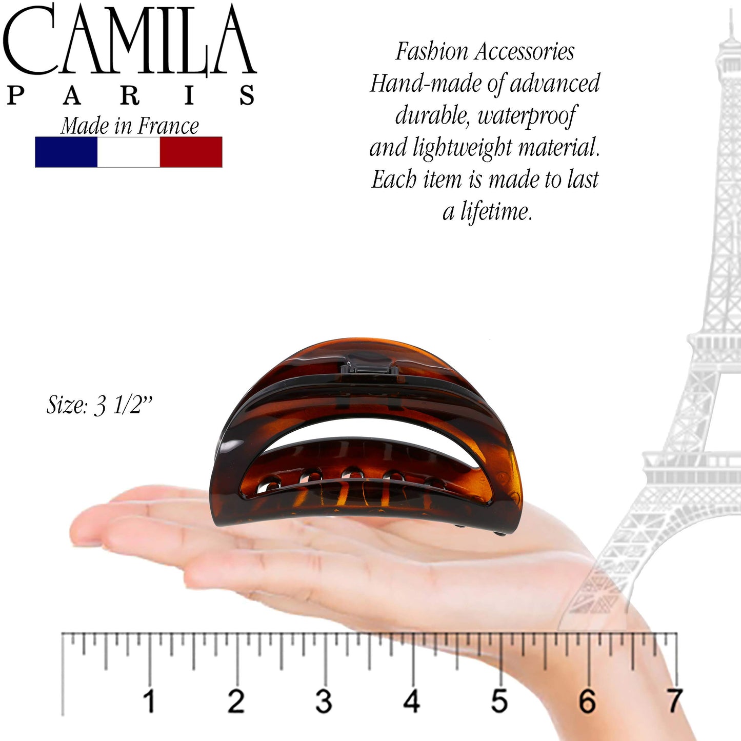 Camila Paris CP1561 French Hair Clip for Women Thick Hair for Long Curly Wavy Hair, Girls Hair Claw Clips Jaw, Durable Styling Big Claw Clip for Thick