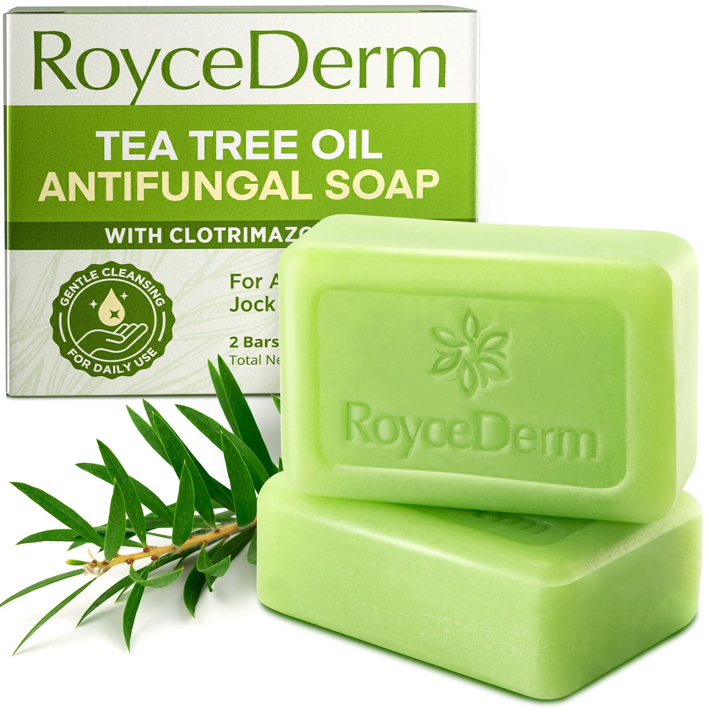 Roycederm Antifungal Bar Soap - Tea tree Oil Soap - Athlete’s Foot Treatment for Jock Itch & Ringworm - Medicated Antifungal Soap with Clotrimazole 1% Beauty & Personal Care Roycederm