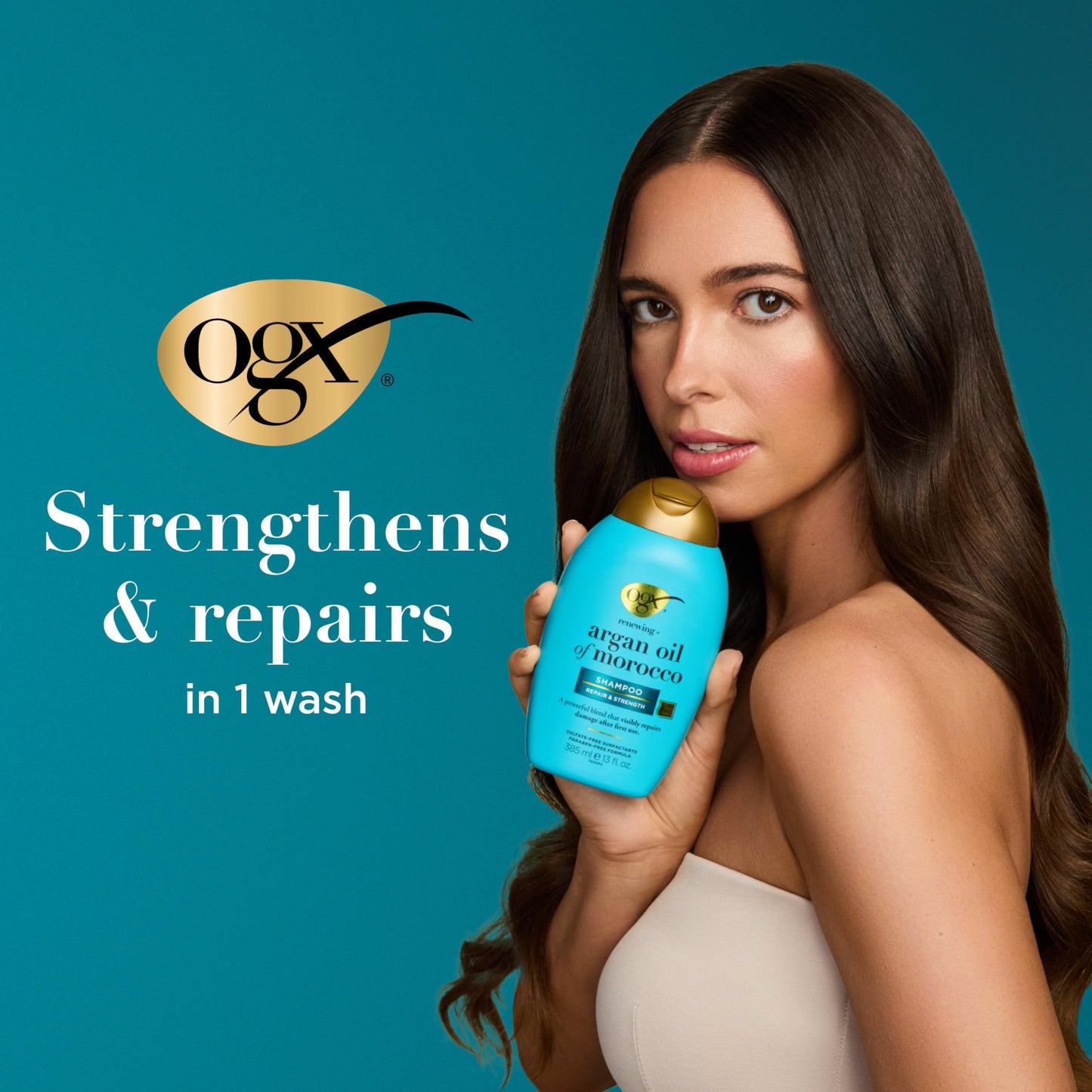 OGX Renewing + Argan Oil of Morocco Shampoo, Damage Repairing Shampoo & Argan Oil to Help Strengthen & Repair Dry, Damaged Hair, Paraben-Free