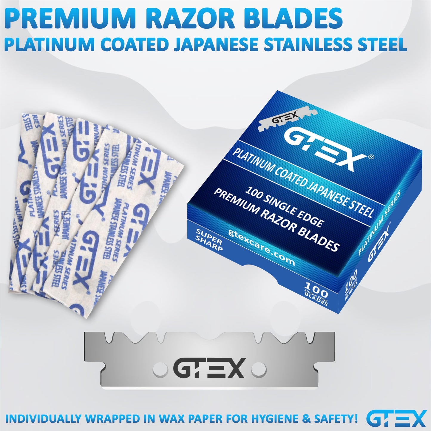 Straight Razors For Men 100 GTEX Barber Razor Blades - 2 Professional Single Blade Razors for Men Navajas Para Barbero Straight Edge Razor Barber Beauty and Personal Care GTEX