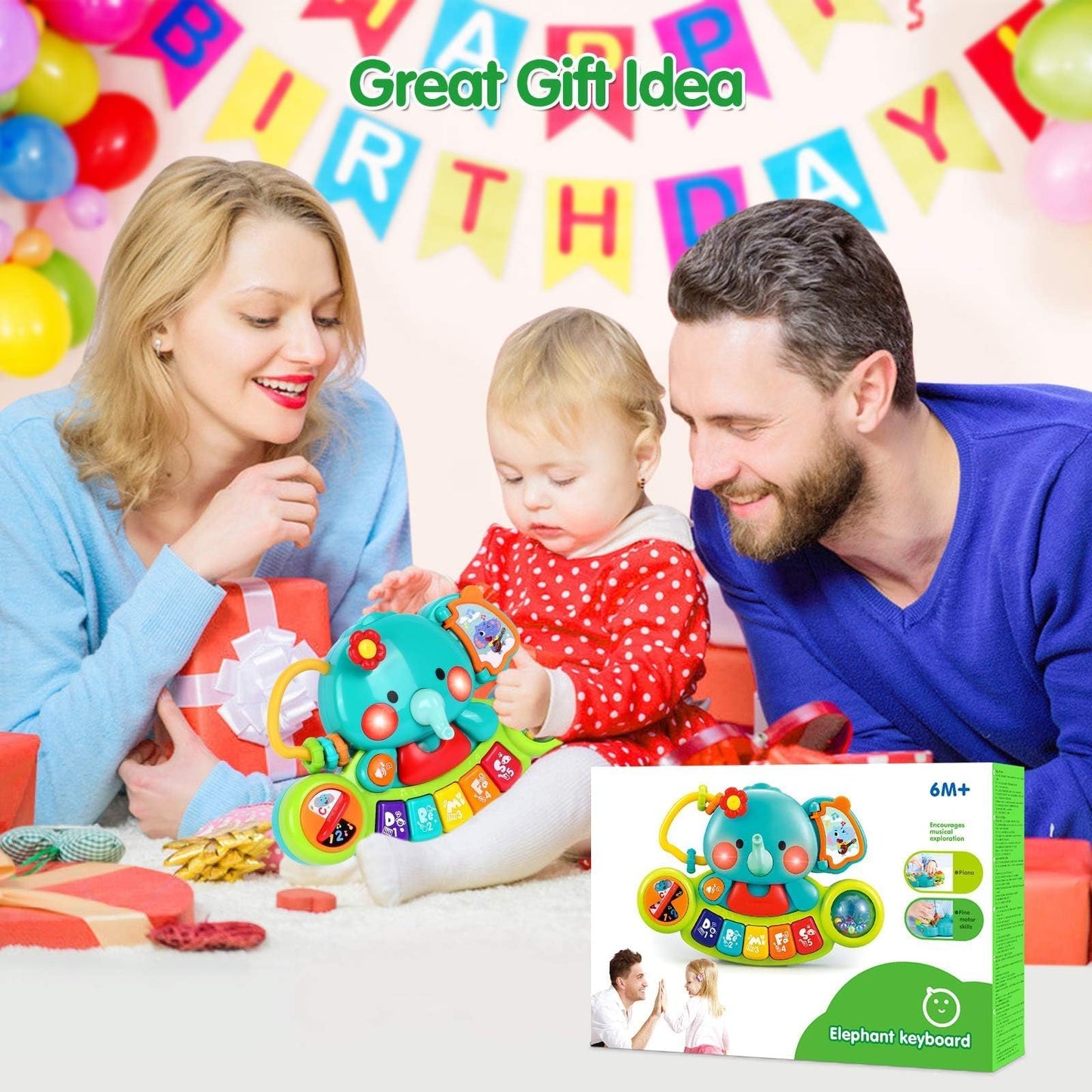 Baby Piano Toy – Light Up Musical Keyboard for Infants 6–18 Months, Early Learning Educational Toy Gift for Boys & Girls Ages 0–1 Year