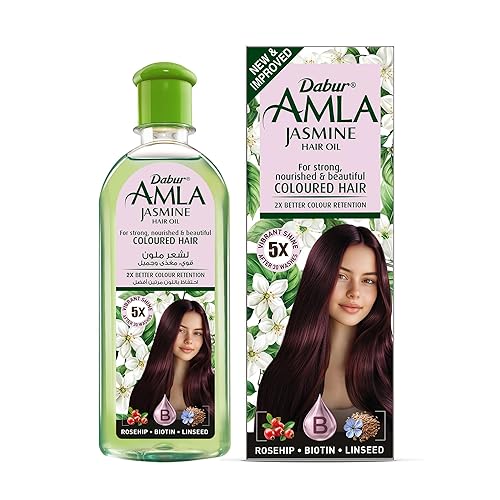 Dabur Amla Jasmine Hair Oil - Indian Hair Treatment for Healthy Hair, Moisturized Scalp, and Strengthening, Men and Women, 10.14 Fl Oz