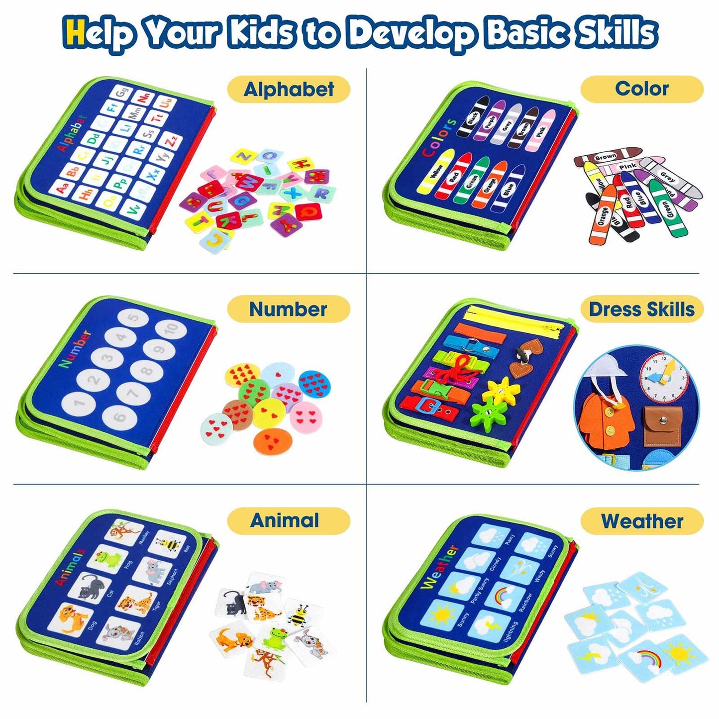 Winblo Toddler Busy Board – Montessori Sensory Toy, Educational Learning Busy Book for Toddlers, Travel Activity Toy for Boys, Birthday Gift