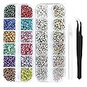 4968Pcs Colorful Flatback Rhinestones for Bedazzling, 1.5-4mm White AB Small Rhinestones Kit, Flat Back Glass Crystals Gems Diamonds for Crafts
