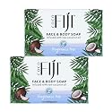 Coco Fiji Soap Bar for Face and Body Infused With Organic Coconut Oil, Fragrance Free, Essential Oil, Natural Soap for Moisturizing & Pore Purifying