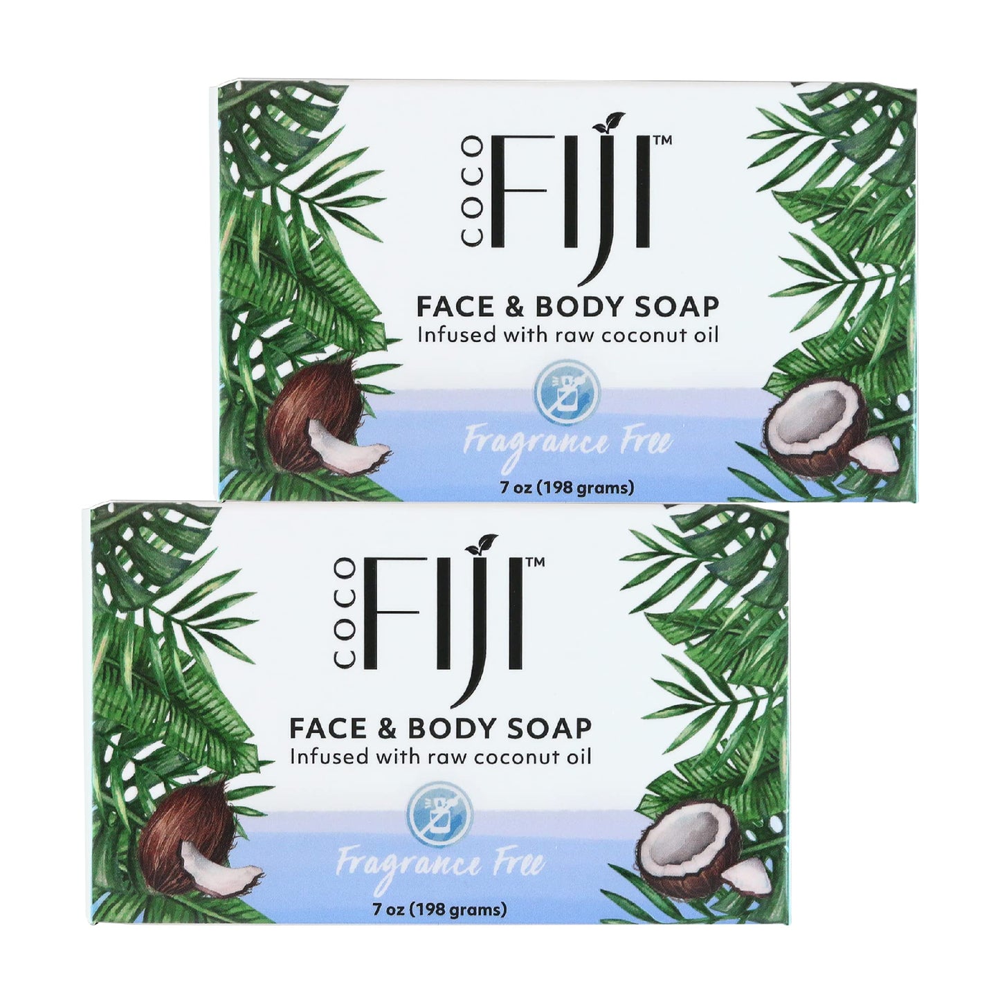 Coco Fiji Soap Bar for Face and Body Infused With Organic Coconut Oil, Fragrance Free, Essential Oil, Natural Soap for Moisturizing & Pore Purifying