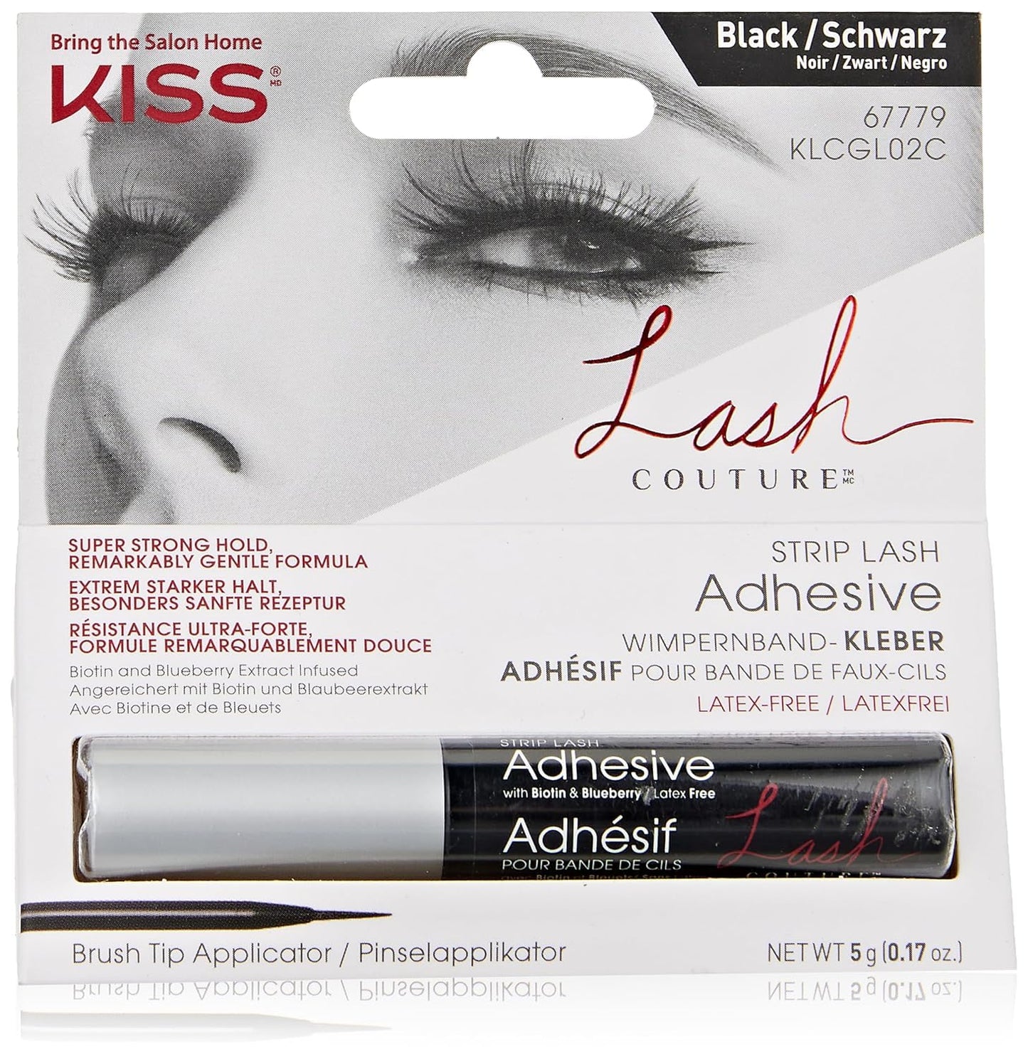 KISS Lash Couture, Lash Glue, Super Strong Strip Lash Adhesive, Black, Includes Lash Adhesive, Long Lasting Wear, Can Be Used with Strip Lashes