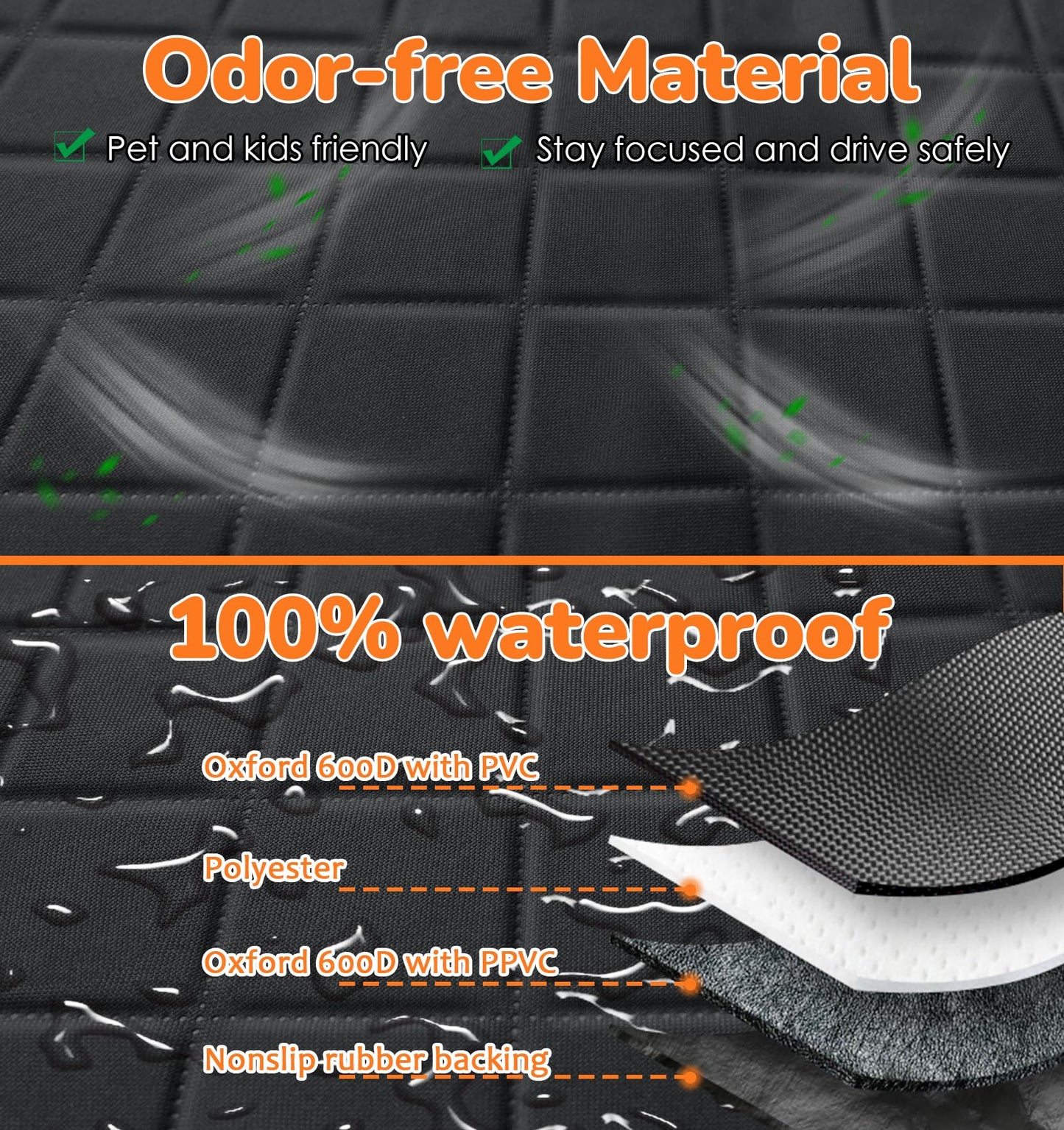 URPOWER 100% Waterproof Dog Car Seat Cover Hammock – Heavy Duty, Nonslip, Scratchproof Back Seat Protector for Cars, Trucks & SUVs