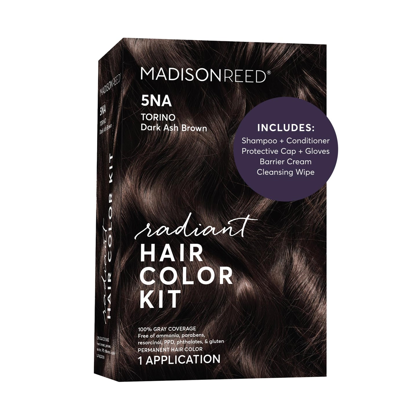 Madison Reed Radiant Hair Color Kit - 5NA Dark Ash Brown with Cool Smoky Undertones (Torino Brown), Permanent Hair Dye, Superior Gray Coverage