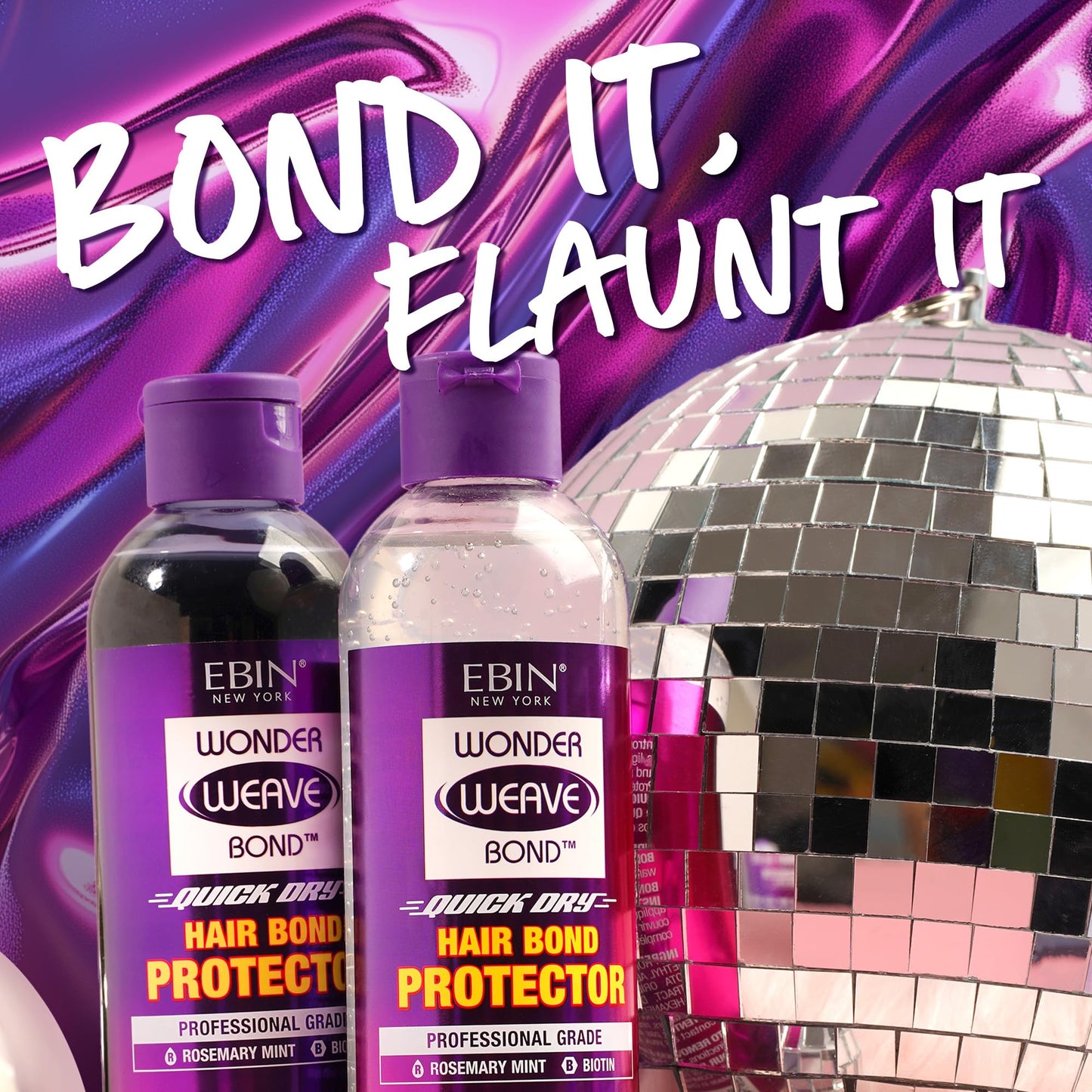 EBIN NEW YORK Wonder Weave Bond Hair Protector (Clear) 3.38 Fl Oz - Quick Dry Protective Shield for Quick Weave - Lightweight, Rosemary Mint & Biotin