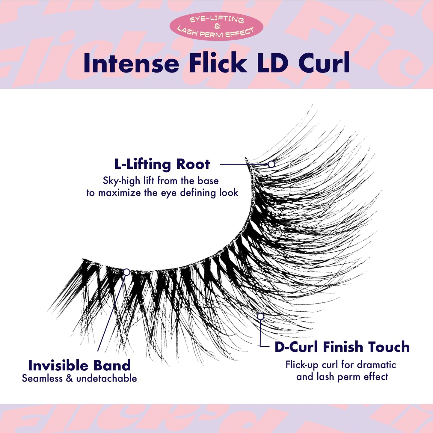 i-ENVY False Lashes Flick'd D-Curl Strip Lashes Volume Bouncy Natural Clear Band Cat Eye Dramatic Trendy Extensions Reusable Eye Lashes (03)