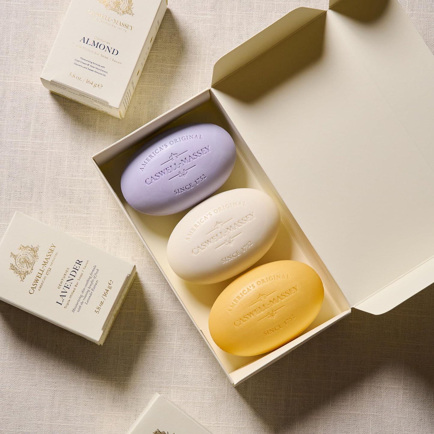 Caswell-Massey Natural Bar Soap Gift Set, Almond, Verbena, Lavender Scents, Triple-Milled Moisturizing Body Soap, Plant-Based for All Skin Types, Men Beauty & Personal Care Caswell-Massey