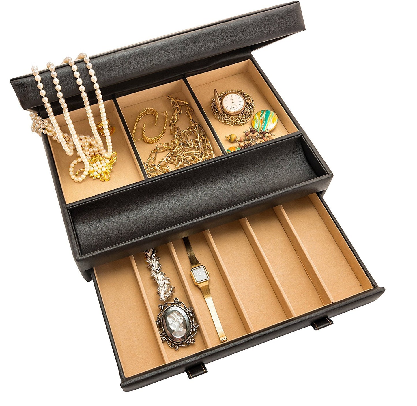 Stock Your Home Mens Valet Tray, Men's Jewelry Box, Night Stand Organizers and Storage, Bedside Table Organizer, Watch Box for Dresser, Faux Leather…