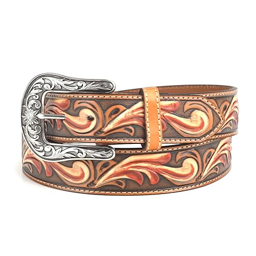 ARIAT Women's Floral Embossed Rose and Accents Belt, Tan, Small