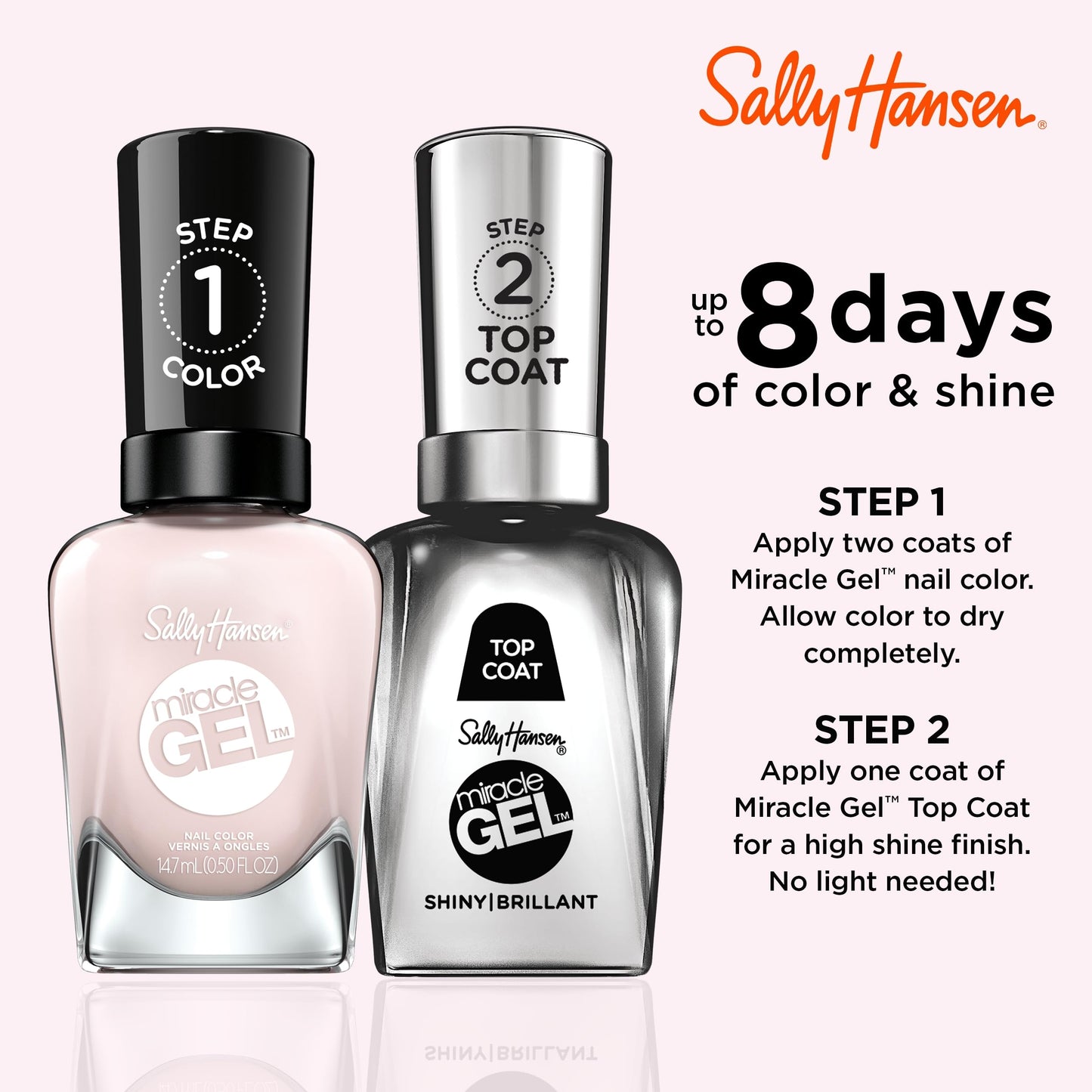 Sally Hansen Miracle Gel Salon Quality Nail Polish | Gel-Like Formula, Two-Step System, No UV Light Needed, Long Lasting | Semi-opaque, glossy | 247
