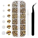 4240Pcs Gold Flatback Rhinestones 6 Sizes Crystal Diamonds for Nail Art Crafts Clothes Shoes with Tweezers and Picking Pen