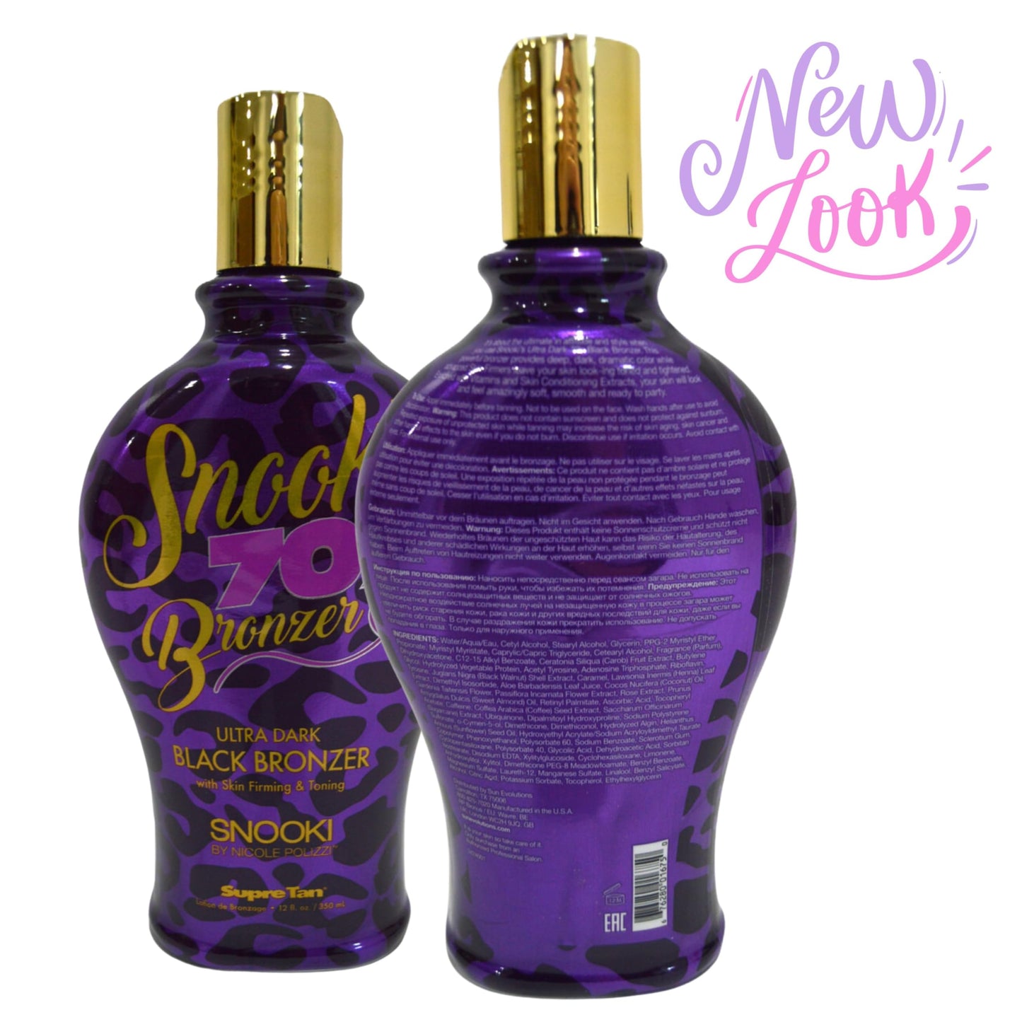 Supre Snooki Ultra Dark 70X Black Bronzer Tanning Lotion 12 ounces, Black Walnut, Henna and DHA with Aloe Vera. Paraben and Gluten Free