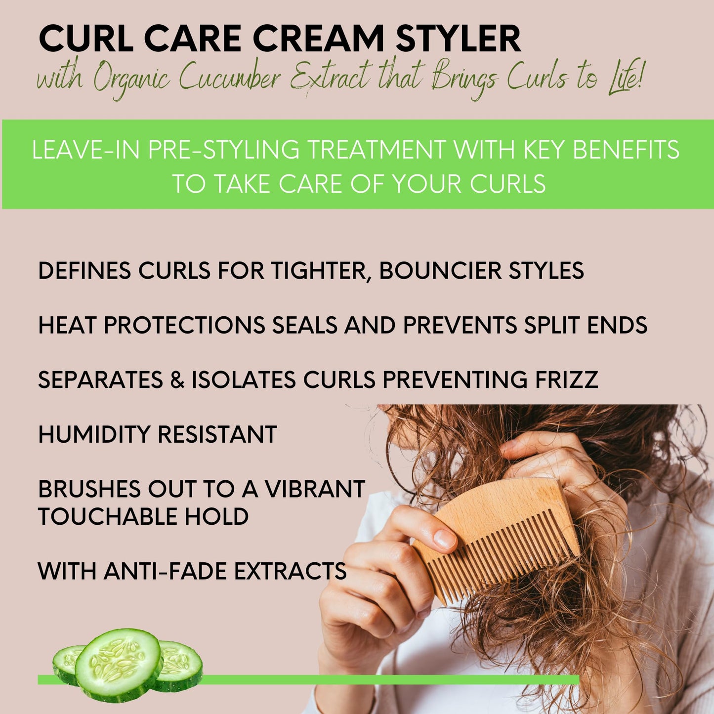 DermOrganic Curl Cream Styler - Greater Curl Separation, Bounce, Defines Curls, Tames Frizz, Humidity Control 5.1 oz
