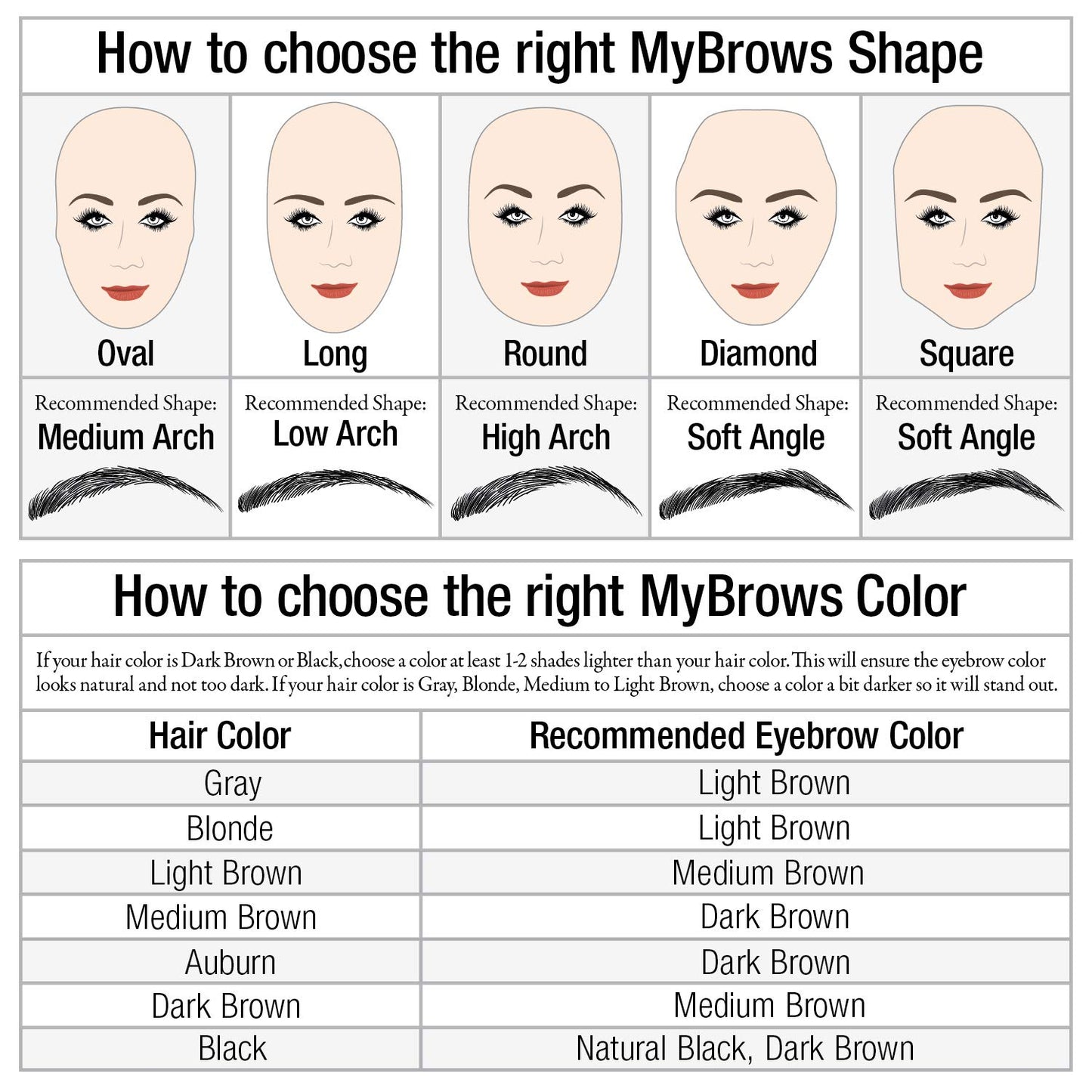 Godefroy MyBrows Long Lasting Eyebrow Transfers, Medium Arch, Natural Black, 12-Pairs of Brows