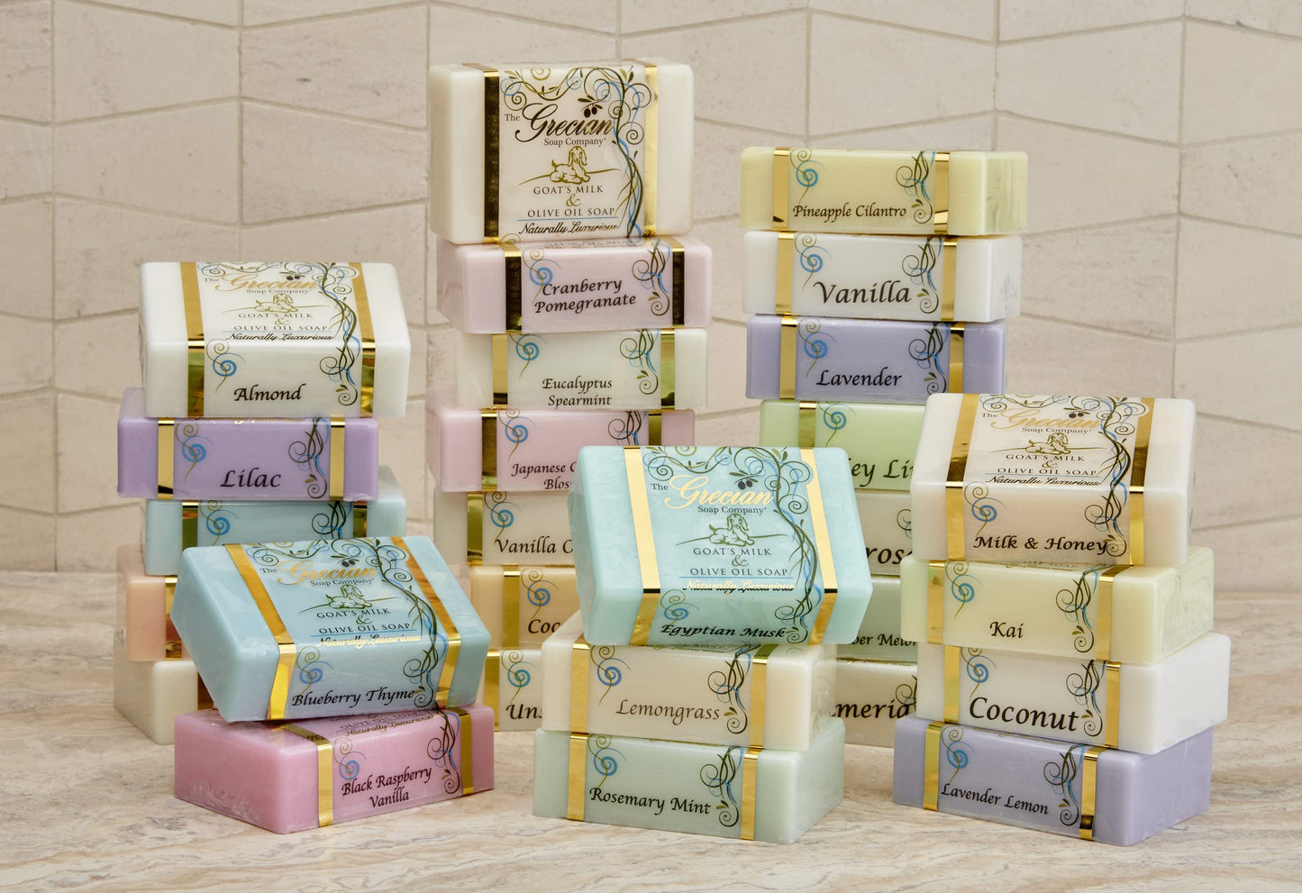 Grecian Goats Milk & Olive Oil Soap Bar 3-pack Island Citrus Scent: Handmade, All-Natural, Soap for Dry & Sensitive Skin, Anti-Aging, pH-Balanced