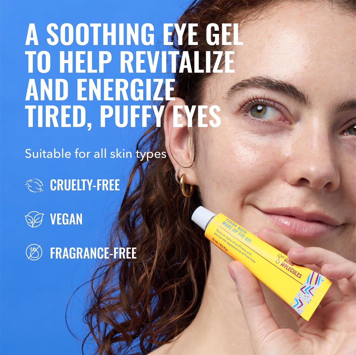 Good Molecules Yerba Mate Wake Up Eye Gel - Hydrating Under Eye Gel Cream with Hyaluronic Acid and Caffeine - Target Dark Circles and Puffiness - Skin