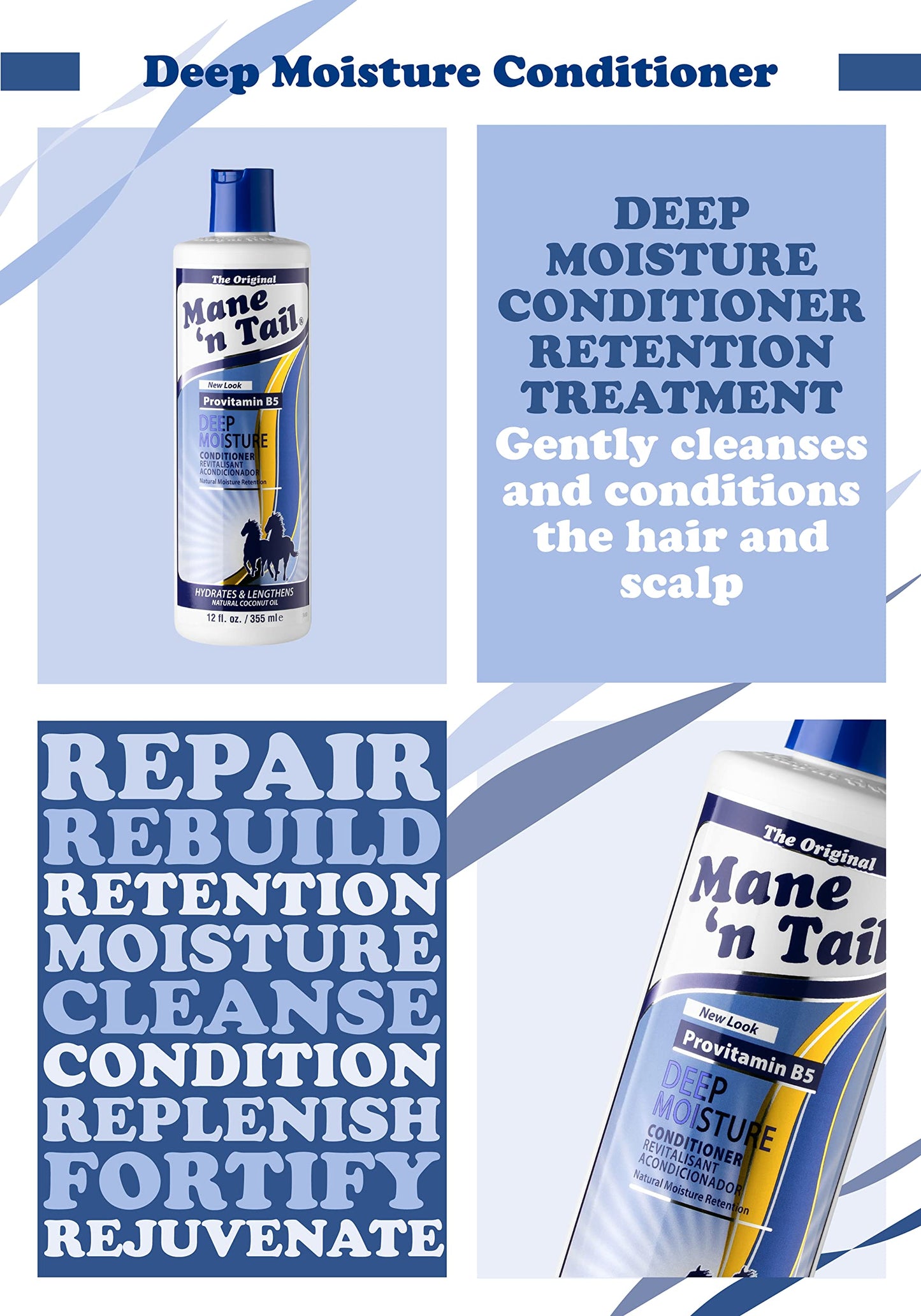 Mane 'n Tail Deep Moisturizing Conditioner for Dry, Damaged Hair 12 oz (TOMAN004)
