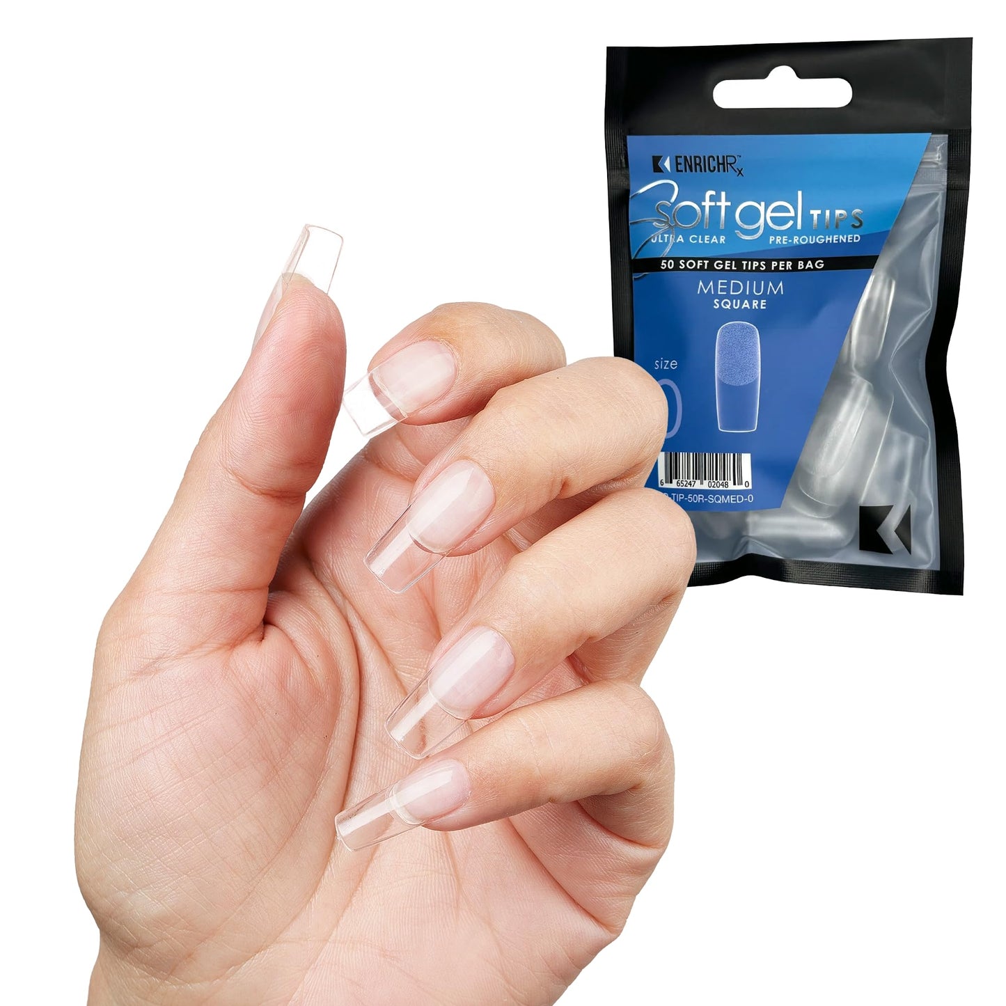 Soft Gel Tips Ultra Clear Pre-Roughened 550 pcs (Medium Square) Beauty & Personal Care KUPA