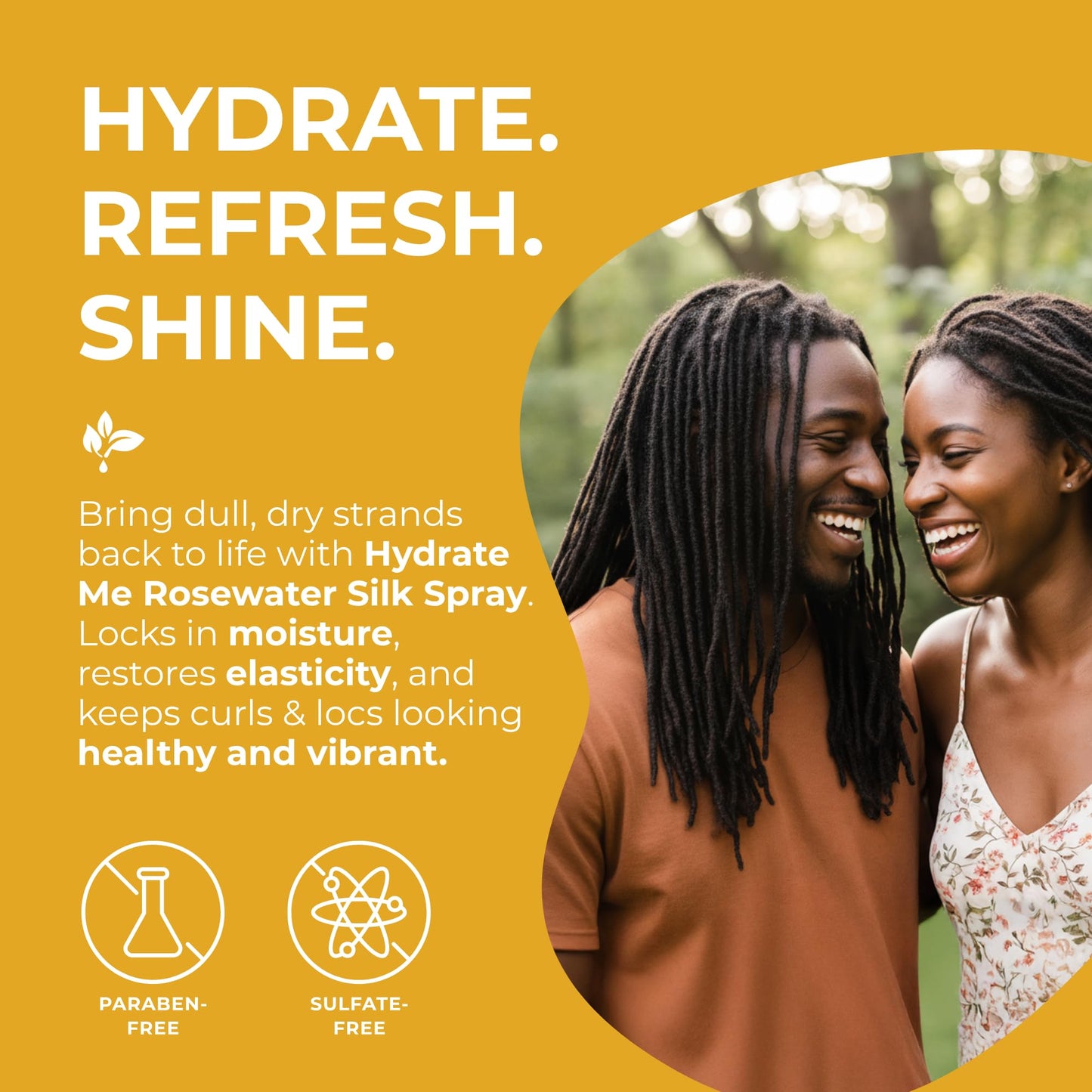 Jaycee Naturals Hydrate Me Rosewater Silk Spray with Silk Amino Acids and Coconut Water To Refresh and Revive All Hair Textures and Styles, Light