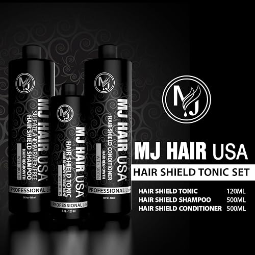 MJ HAIR USA Hair Regrowth Treatment Set (Shampoo, Conditioner, Tonic) - Unisex-Adults - Black - Unscented - Women - Female