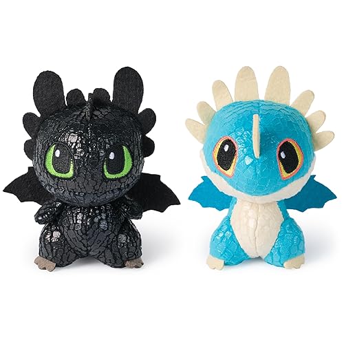 Dreamworks Dragons How to Train Your Dragon Mini Plushies, Toothless & Deadly Nadder 2-Pack, 3” Stuffed Animals, Kids Toys for Boys Ages 4 & Up