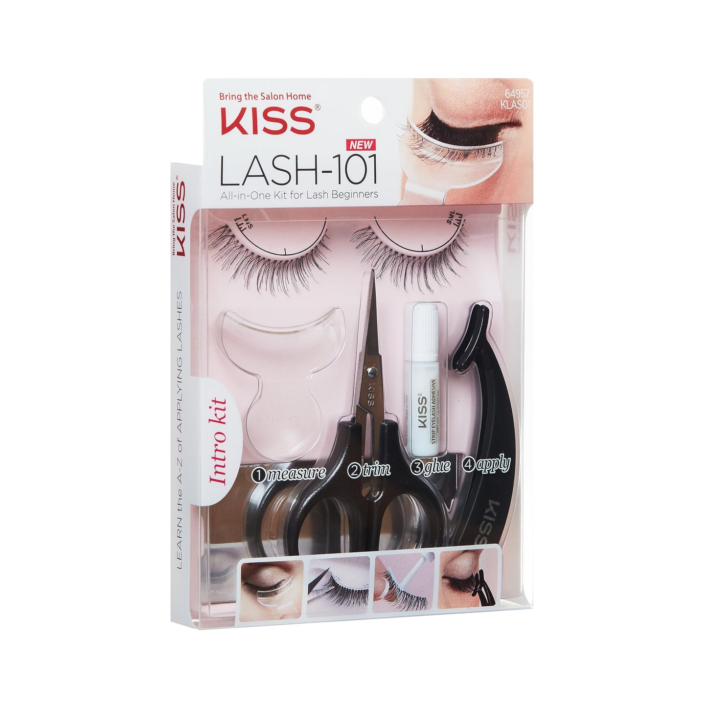KISS Lash 11 False Eyelashes, 'Effortless', 12 mm, Includes 1 Pair Of Eyelash, Measuring Tool, Scissors, Lash Adhesive, Applicator, Mirror, Contact