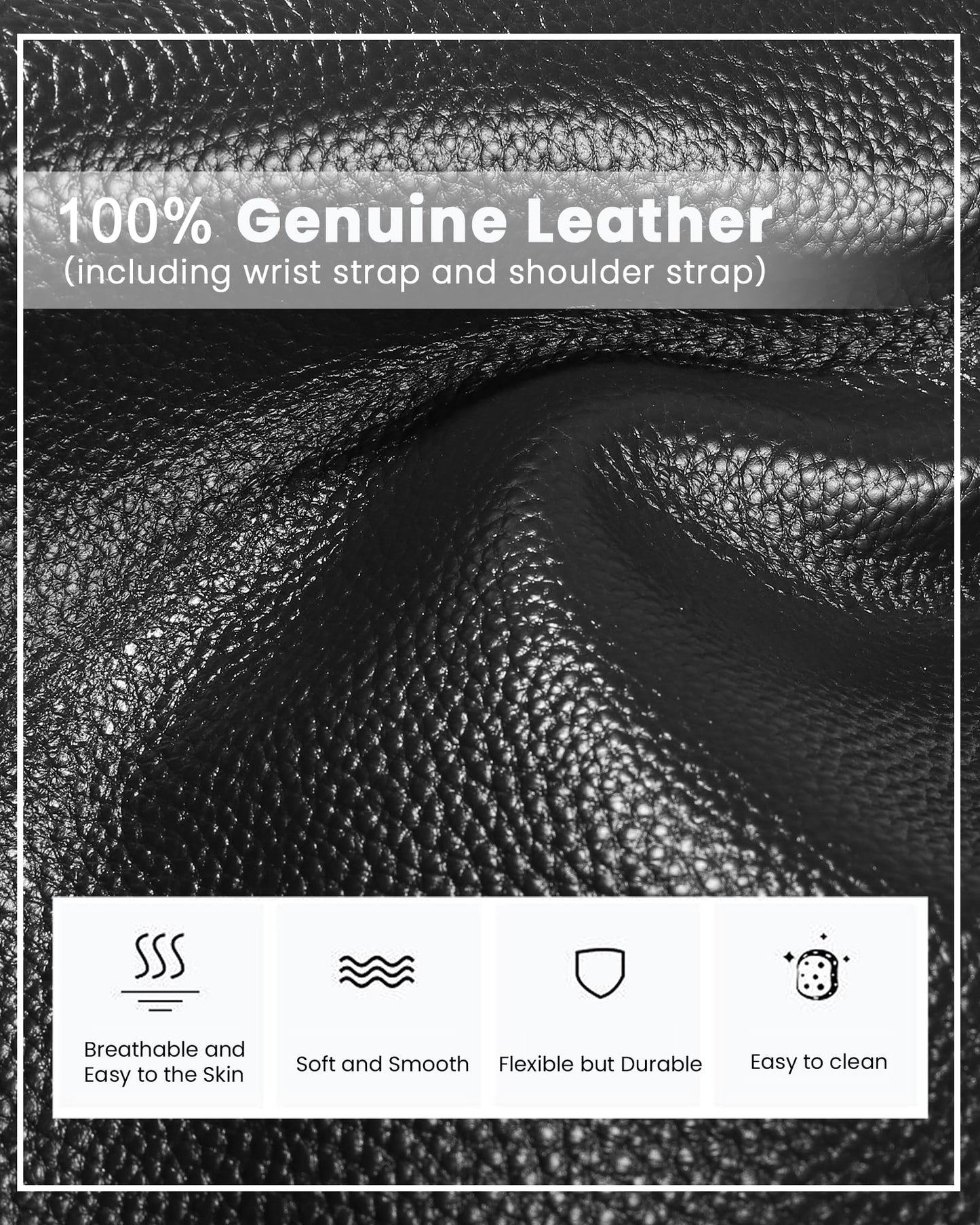 befen Black Women's Genuine Leather Wristlet Clutch Crossbody Phone Bags Wallet Purses and Handbags