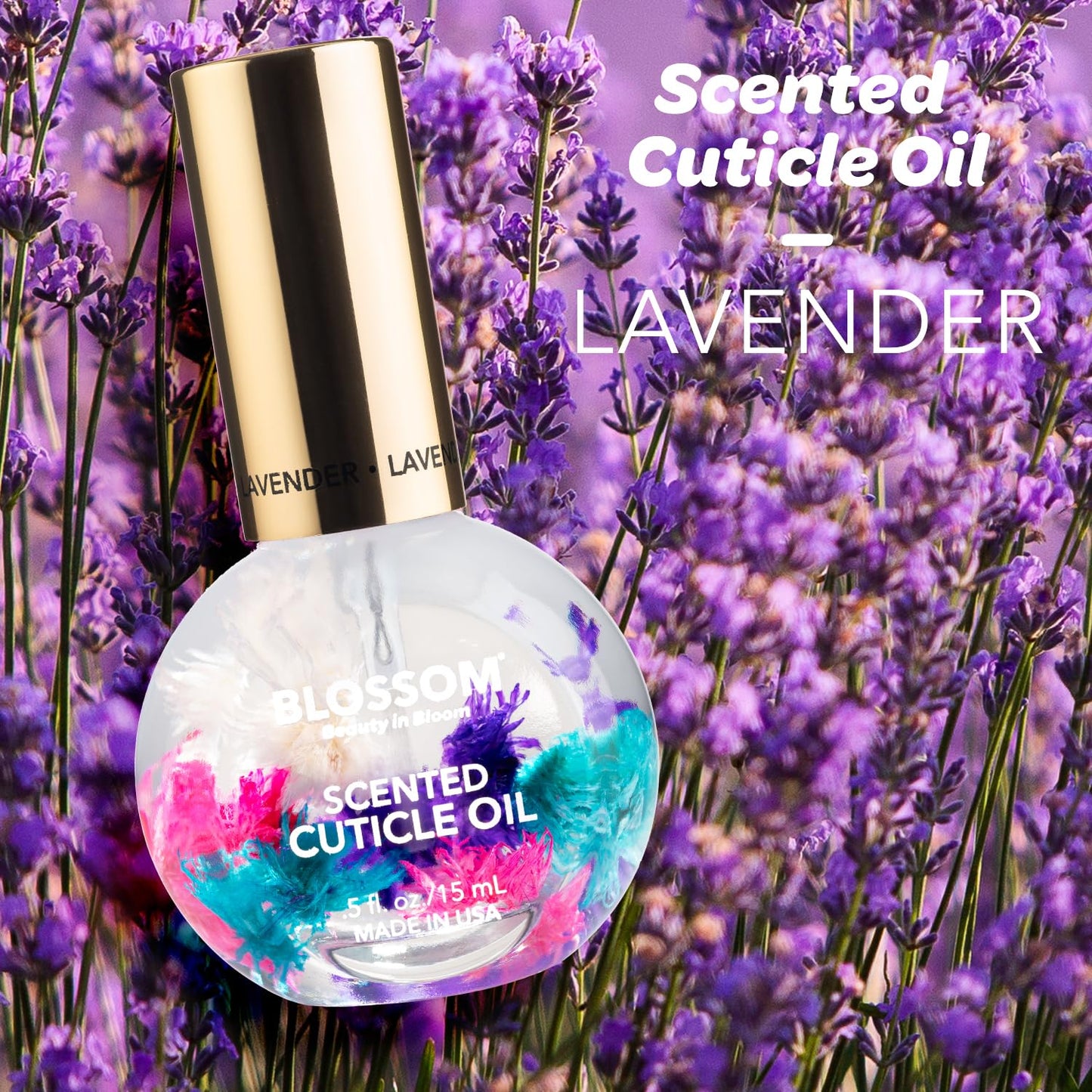 Blossom Cuticle Oil for Nails, Hydrating, Moisturizing, Scented Nail Oil Cuticle Care, Infused with Real Flowers, Made in USA, 0.5 fl. oz, Lavender Beauty and Personal Care Blossom