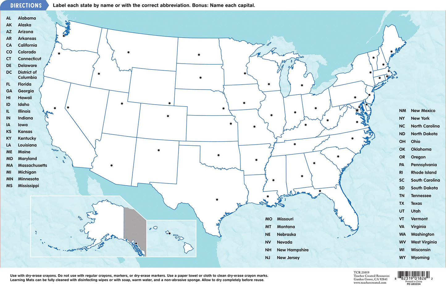 Teacher United States of America Map Learning Mat