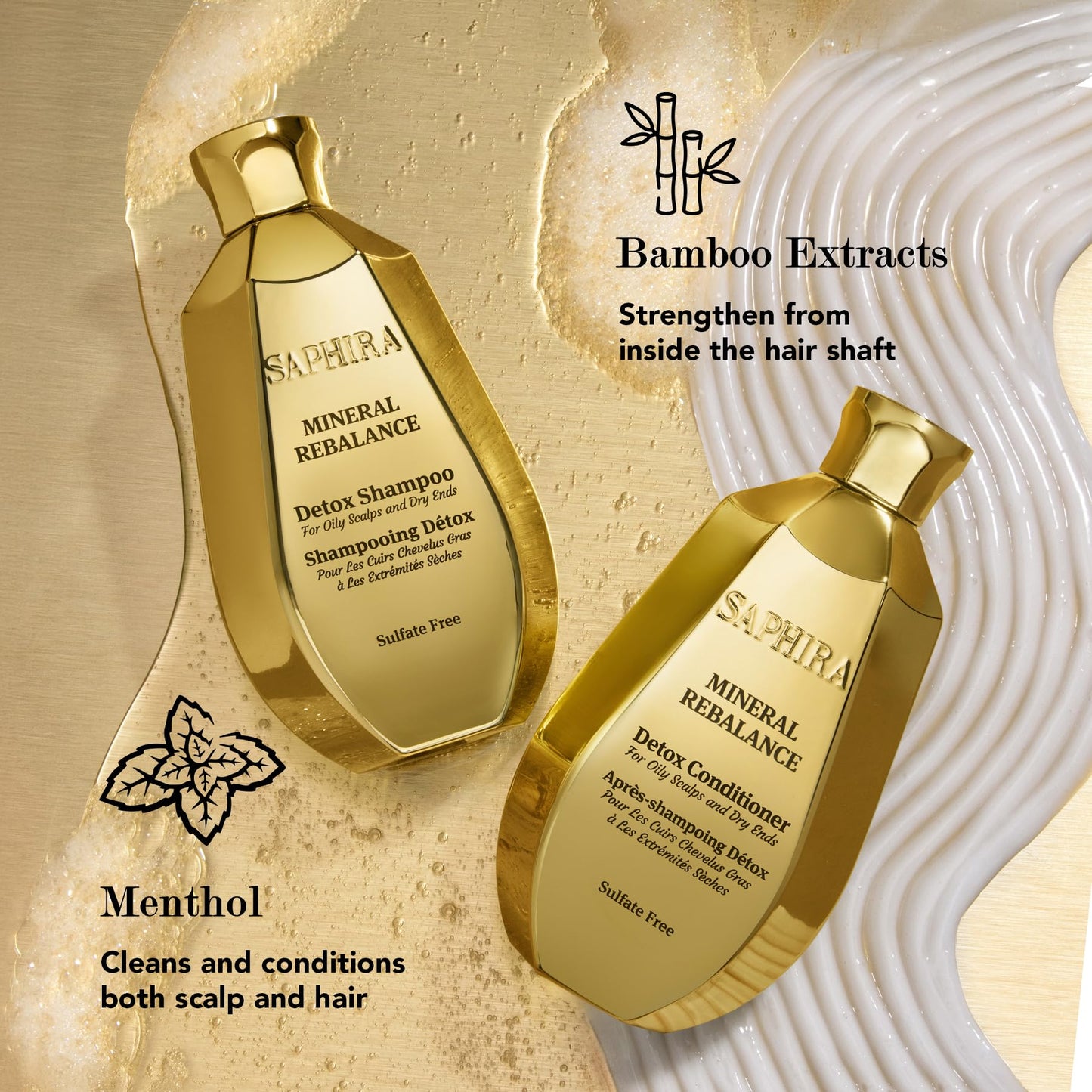 Saphira Mineral Rebalance Shampoo & Conditioner Duo - Deep Hydration Hair Care Set for Dry & Damaged Hair - Moisture & Shine - Dead Sea Mineral