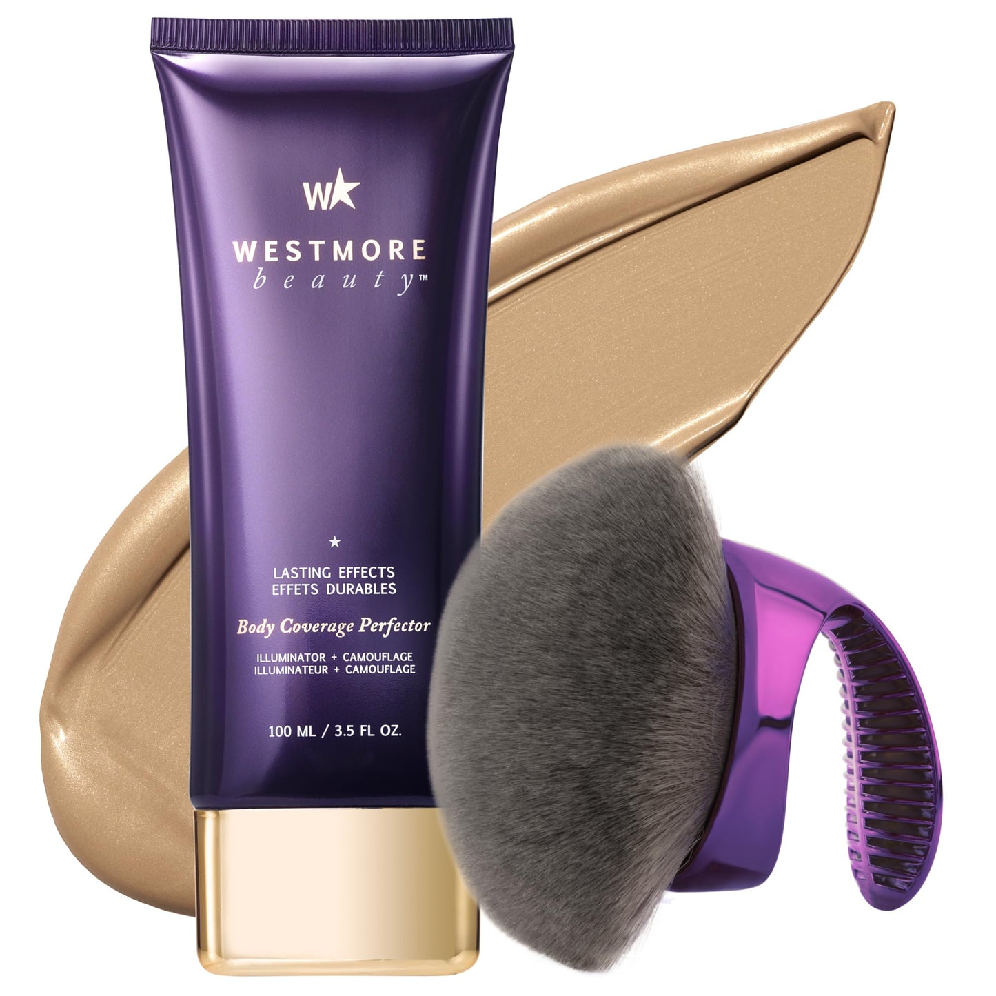 Westmore Beauty Body Coverage Perfector x Blend & Blur Body Brush Kabuki Brush - Waterproof Leg & Body Makeup - Tattoo Cover Up Makeup - 7 Oz Golden Beauty and Personal Care Westmore Beauty Default Title