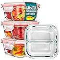 Glass Portion Control Bariatric Containers (3 Pack), 1 Cup Food Containers with Two 4 oz Compartments, 4oz Food Storage Containers for meal prep…