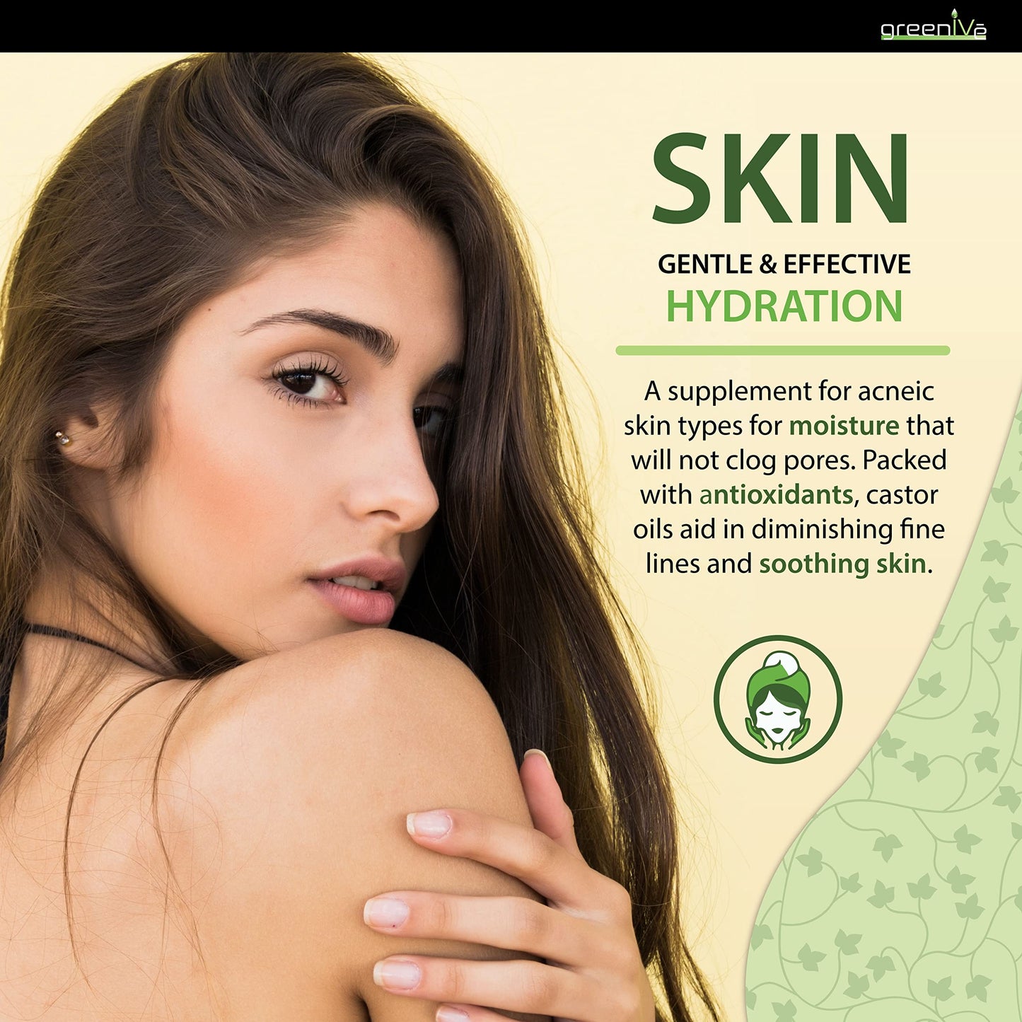 GreenIVe Castor Oil 100% Pure 4 fl oz Bottle Cold Pressed, Hexane Free, Eyelash and Eyebrow Growth Serum, Skin Moisturizer Detox and Wraps