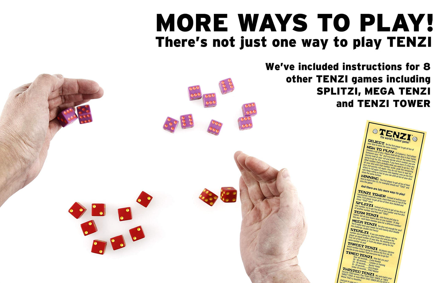 TENZI Party Pack Dice Game - A Fun, Fast Frenzy for The Whole Family - 6 Sets of 10 Colored Dice with Storage Case - Colors May Vary