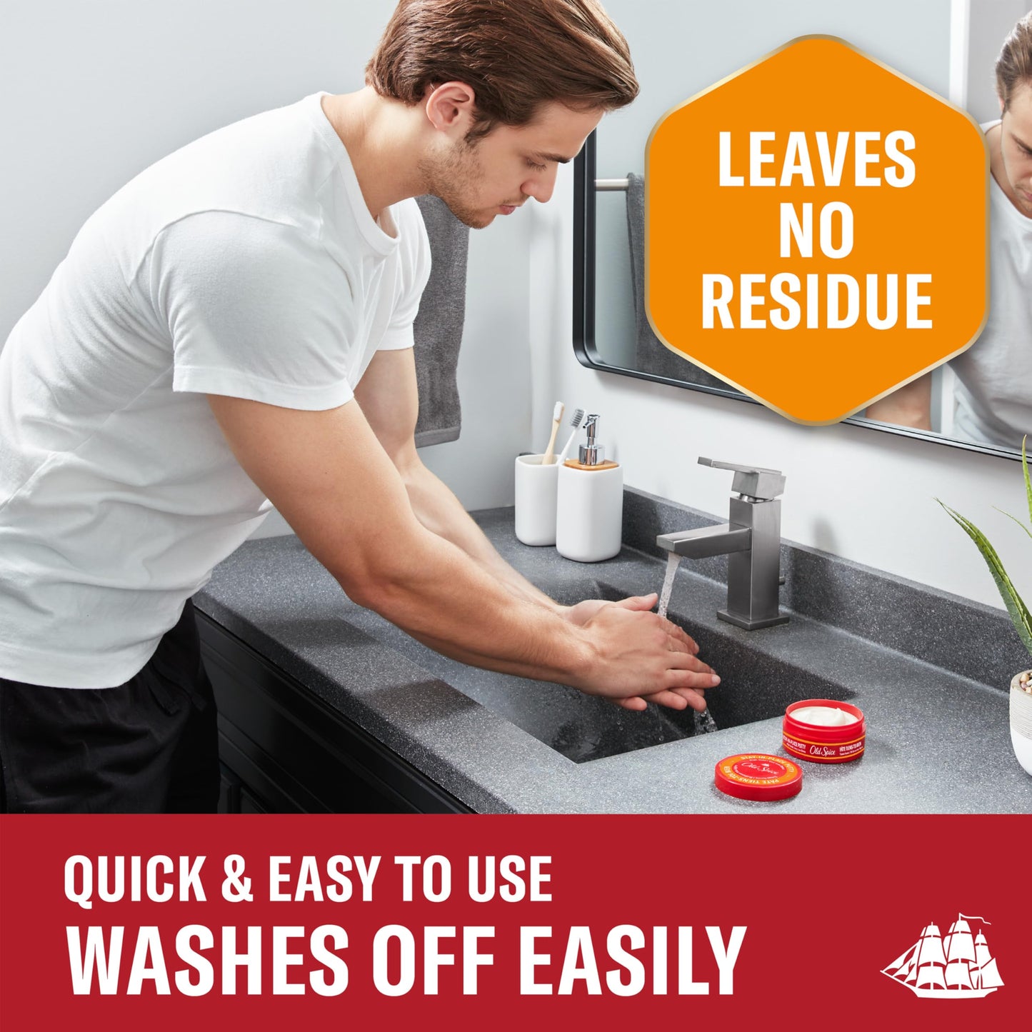 Old Spice Stay-In-Place Hair Styling Putty for Men, High Hold, Very Low Shine, 2.22 Oz