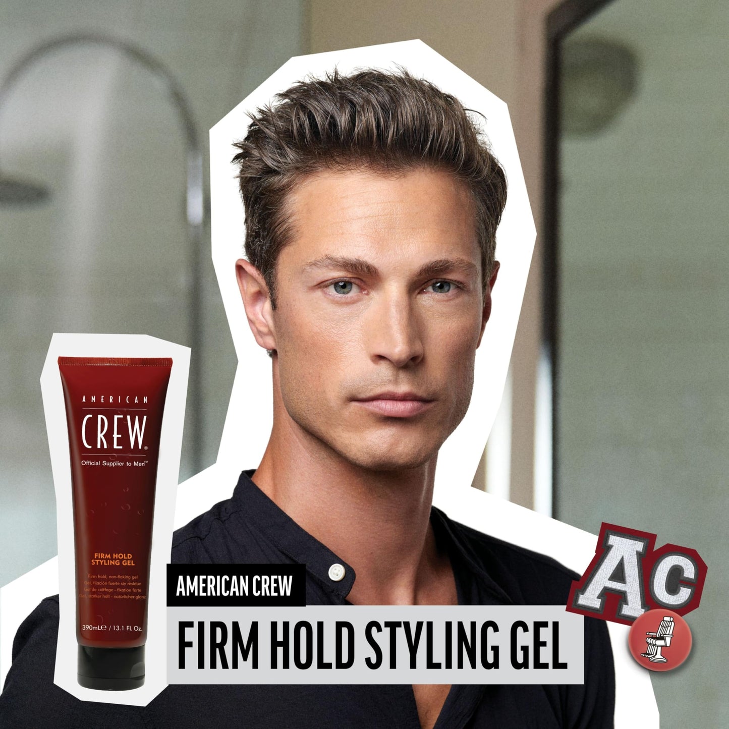 American Crew Men's Hair Styling Gel, Firm Hold, Non-Flaking, Gift for Him, 8.4 fl oz