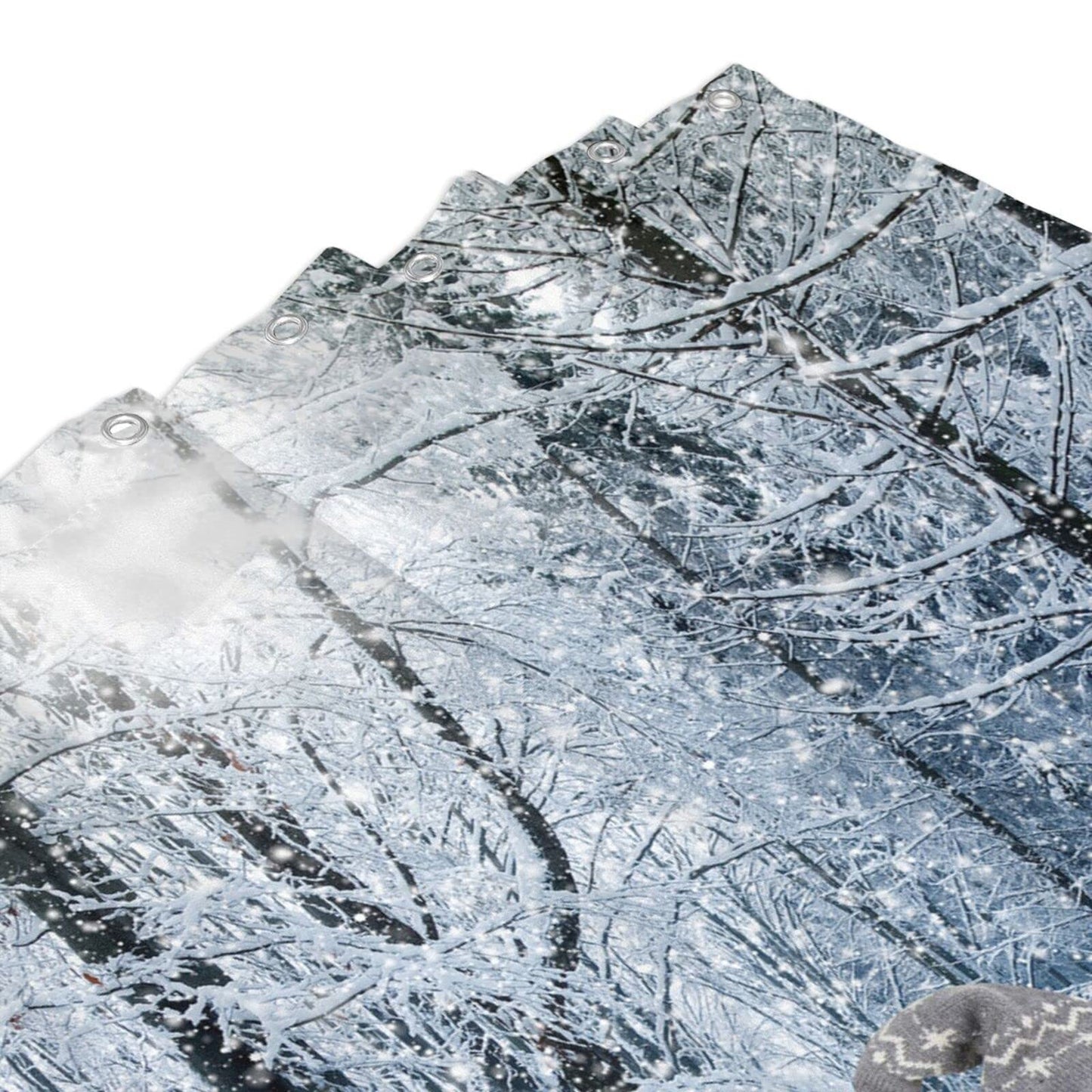 Jbralid Winter Forest Shower Curtain Snow Covered Forest Trees Pathway Nature Scene Shower Curtains for Bathroom Christmas Snowman Waterproof Fabric…