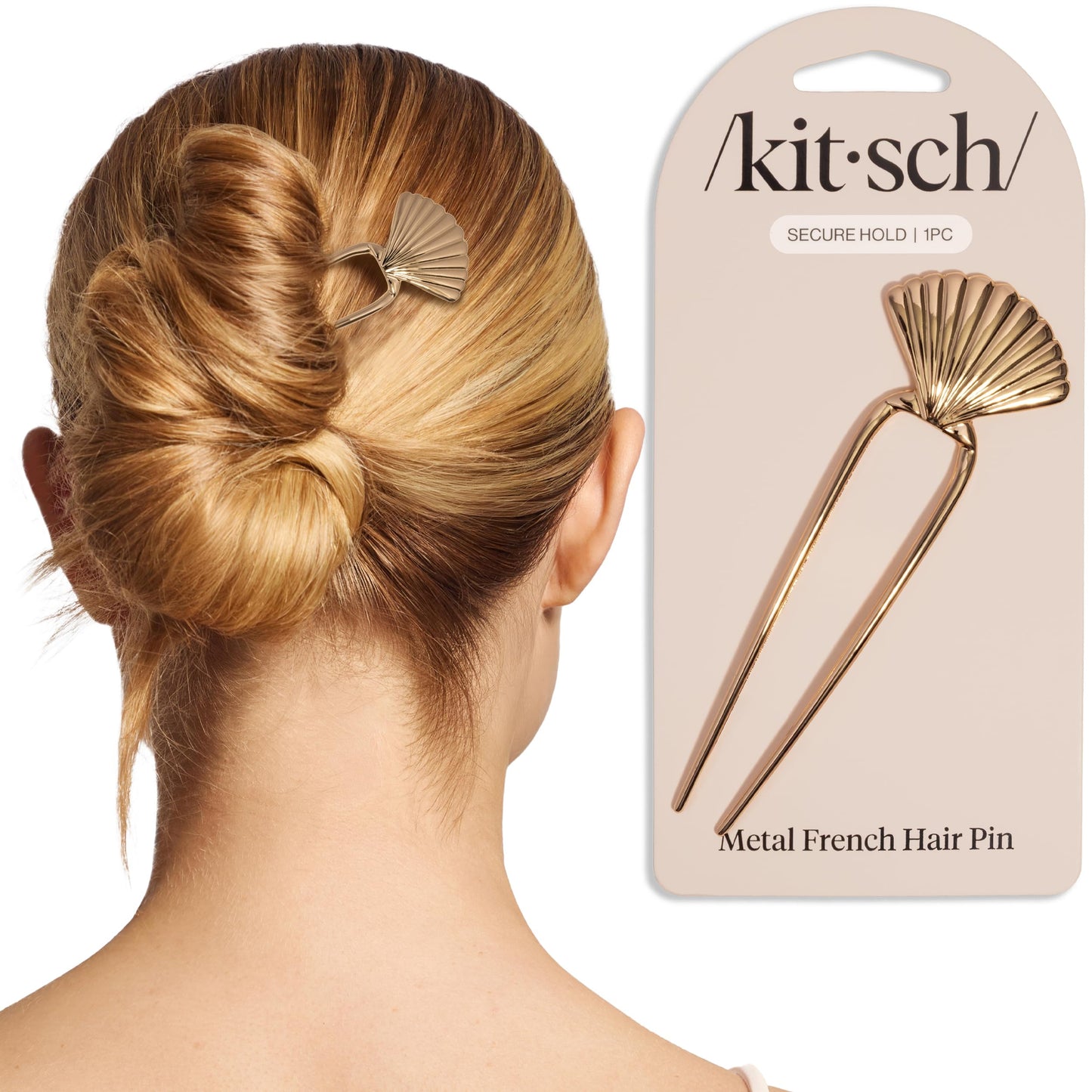 The Grinch x Kitsch Gold French Hair Pin with Bow Design - Durable Metal Hair Pin for Effortless Updos, Half-Up Style | Lightweight - 1pc Beauty and Personal Care Kitsch