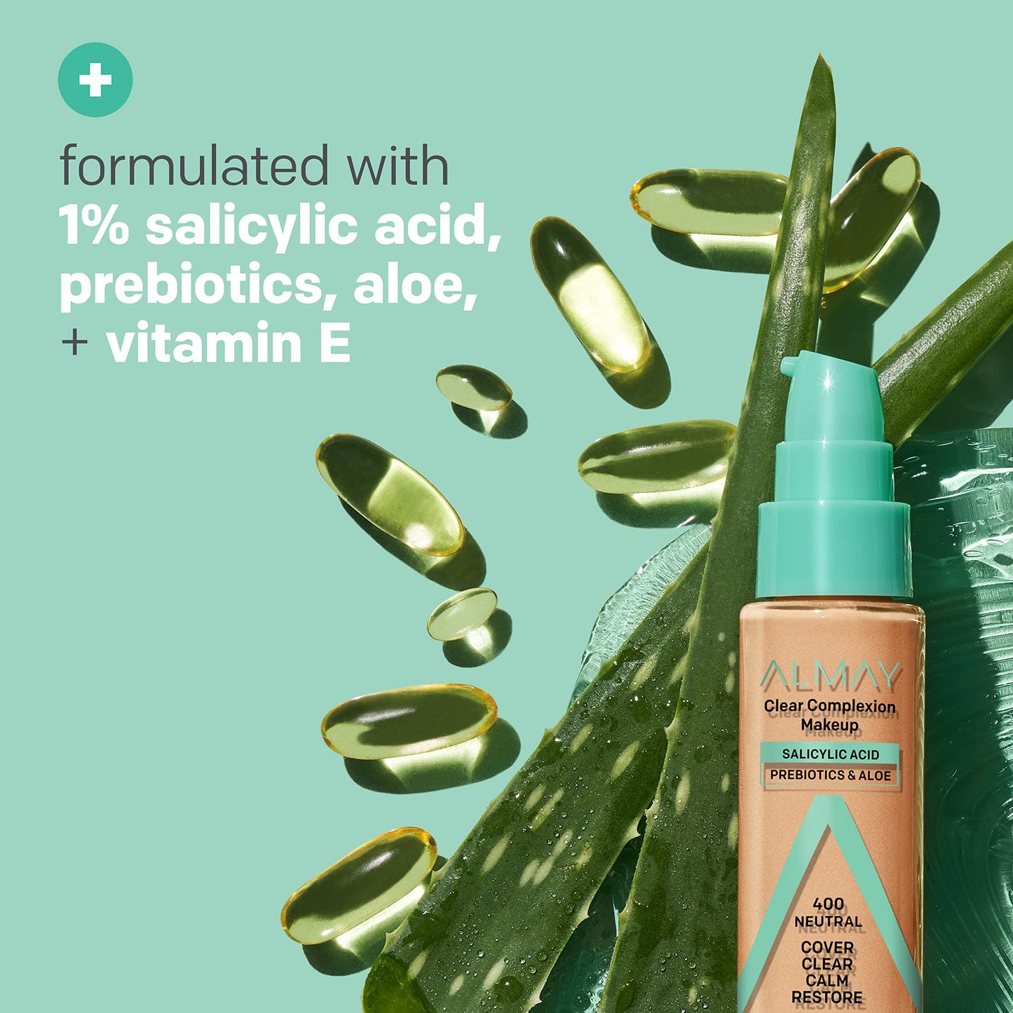 Almay Clear Complexion Acne Foundation Makeup with Salicylic Acid, Medium Coverage, Soft Matte Finish, Hypoallergenic, Cruelty- & Fragrance-Free