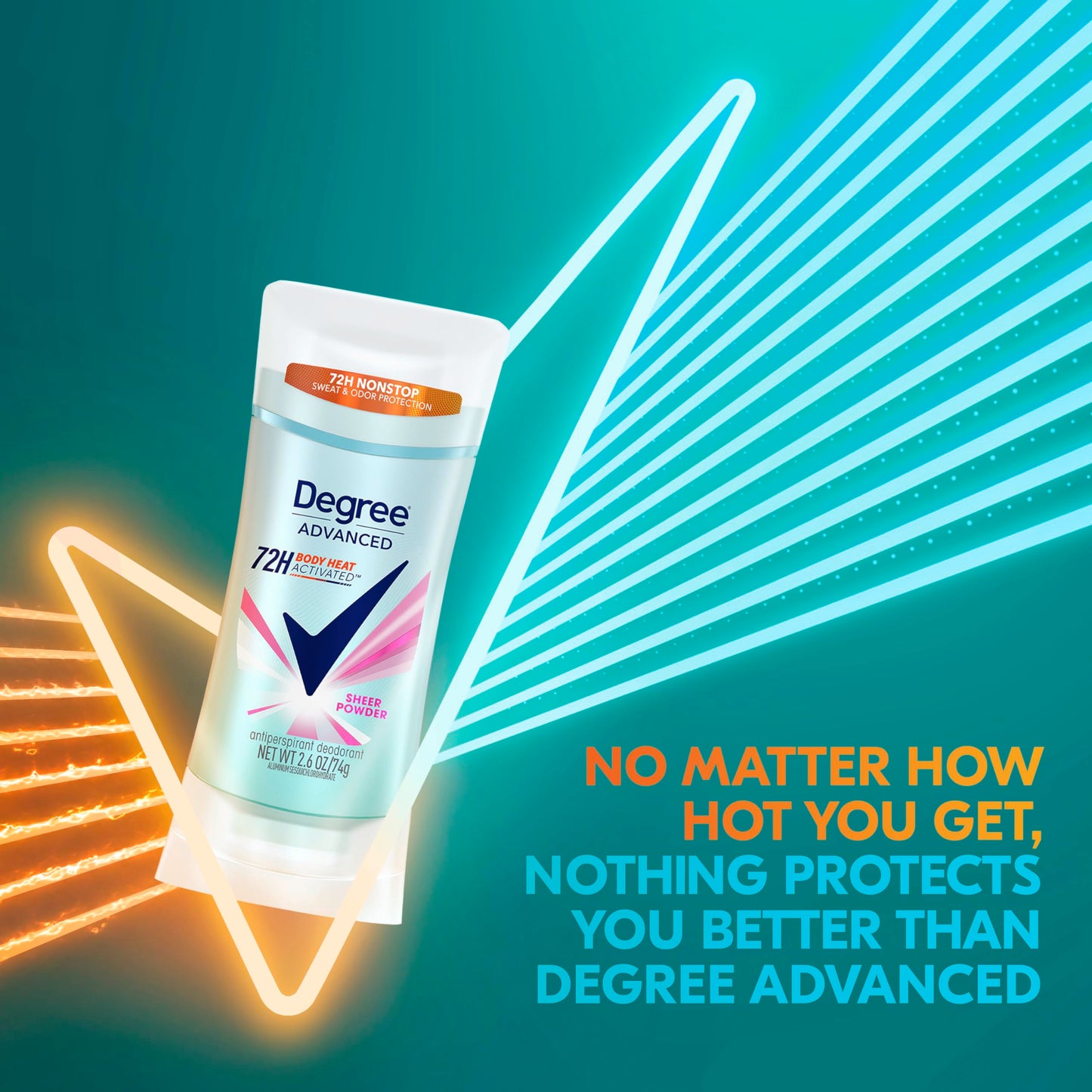 Degree Advanced Protection Antiperspirant Deodorant Sheer Powder for 72-Hour Sweat & Odor Control for Women, with Body Heat Activated Technology, 2.6