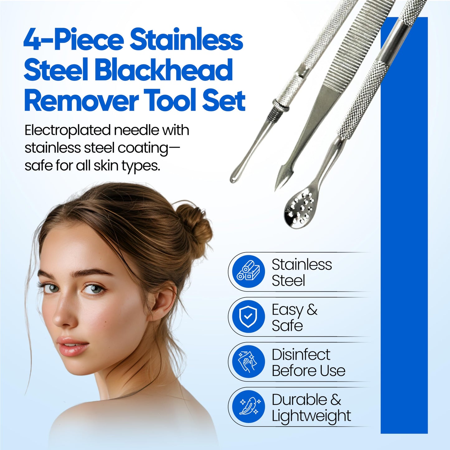 Blackhead Remover Extractor Pimple Popper Tools - Comedone Acne Zit Cleaner Kit for Nose Facial Pore Press Tool for Face Blemish Whitehead Popping