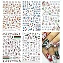 Christmas Nail Art Stickers Winter Nail Art Self-Adhesive Decals Snowflake Elk Blue Leaves Birds Christmas Tree Pattern Design Xmas Art Supplies